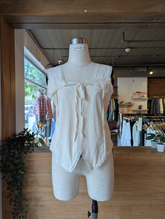 Square Neck Lace Detail Top