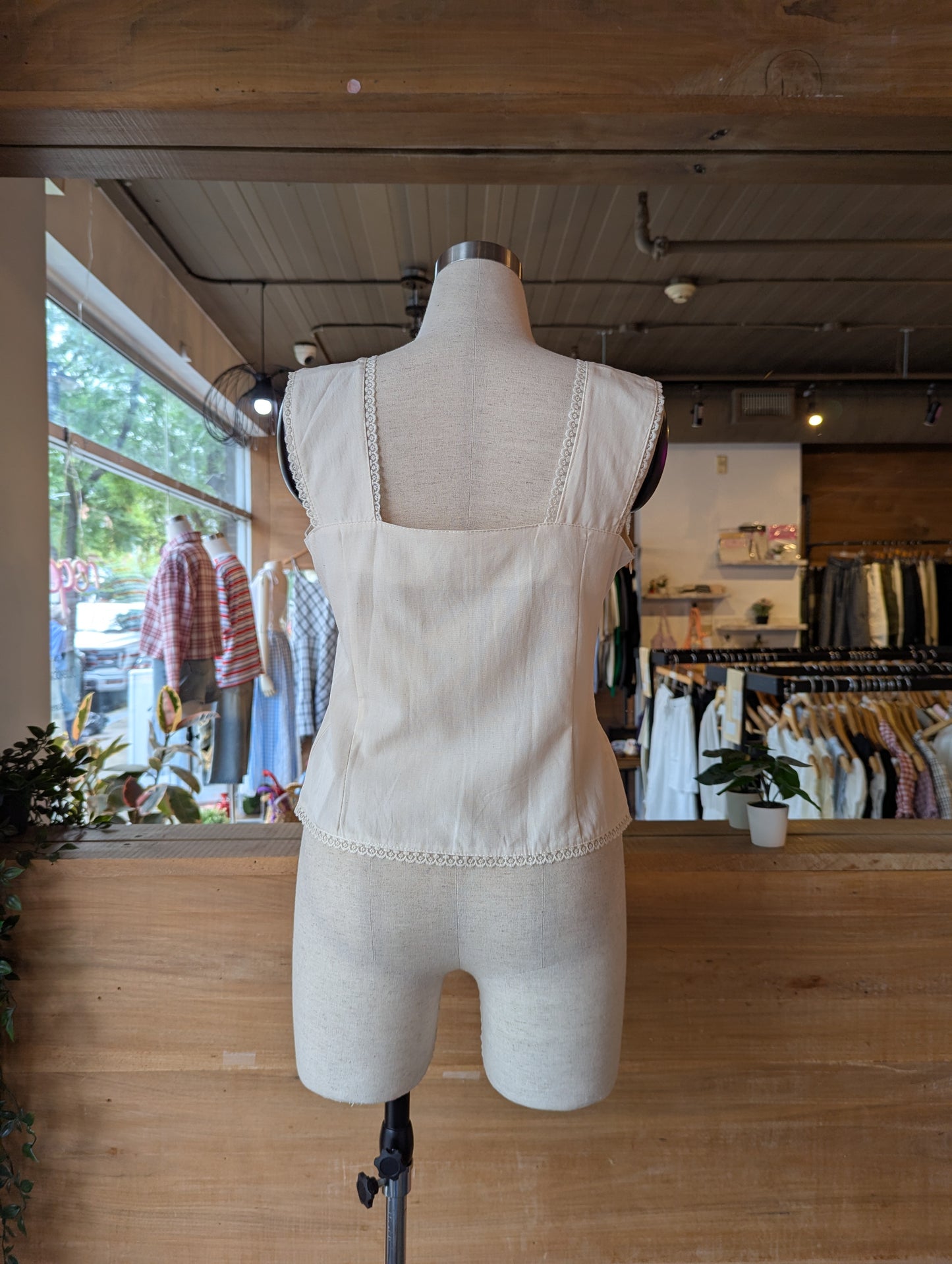Square Neck Lace Detail Top