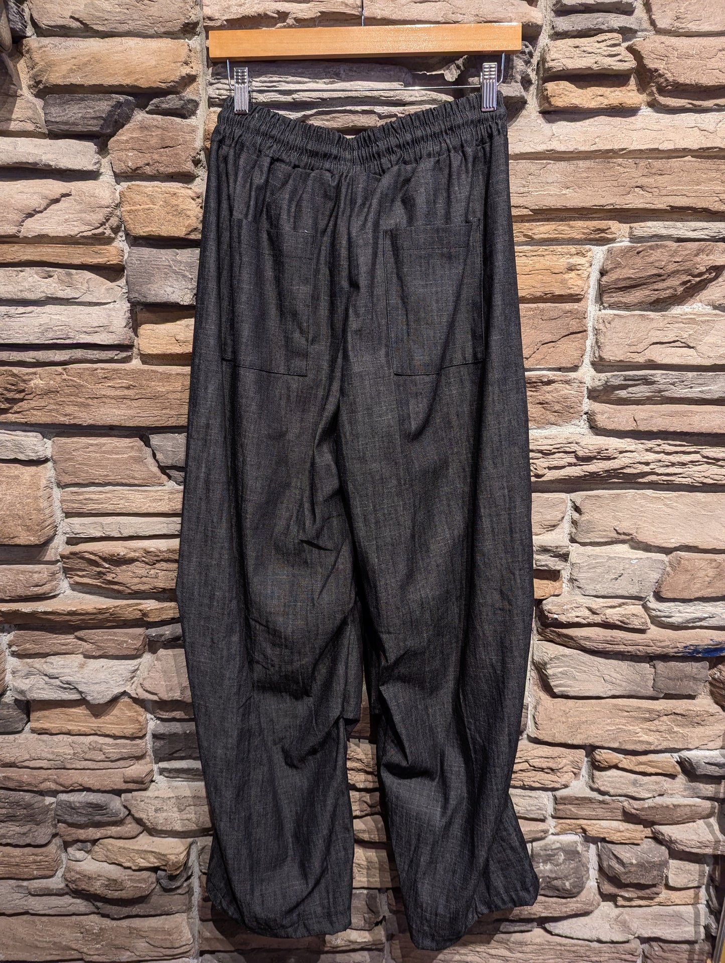 Light Denim Drawstring Parachute Style Pant