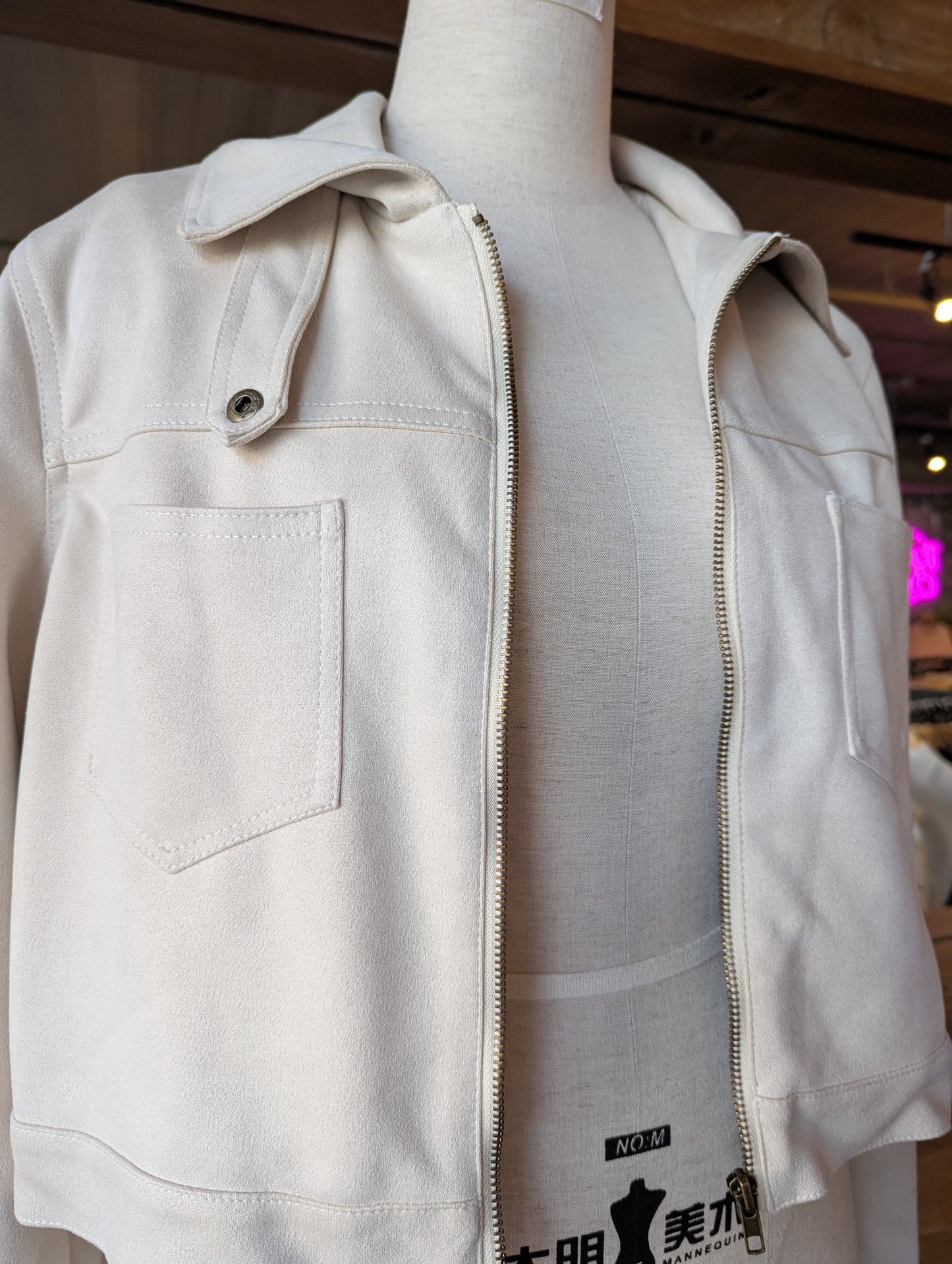Cropped Vegan Suede Jacket