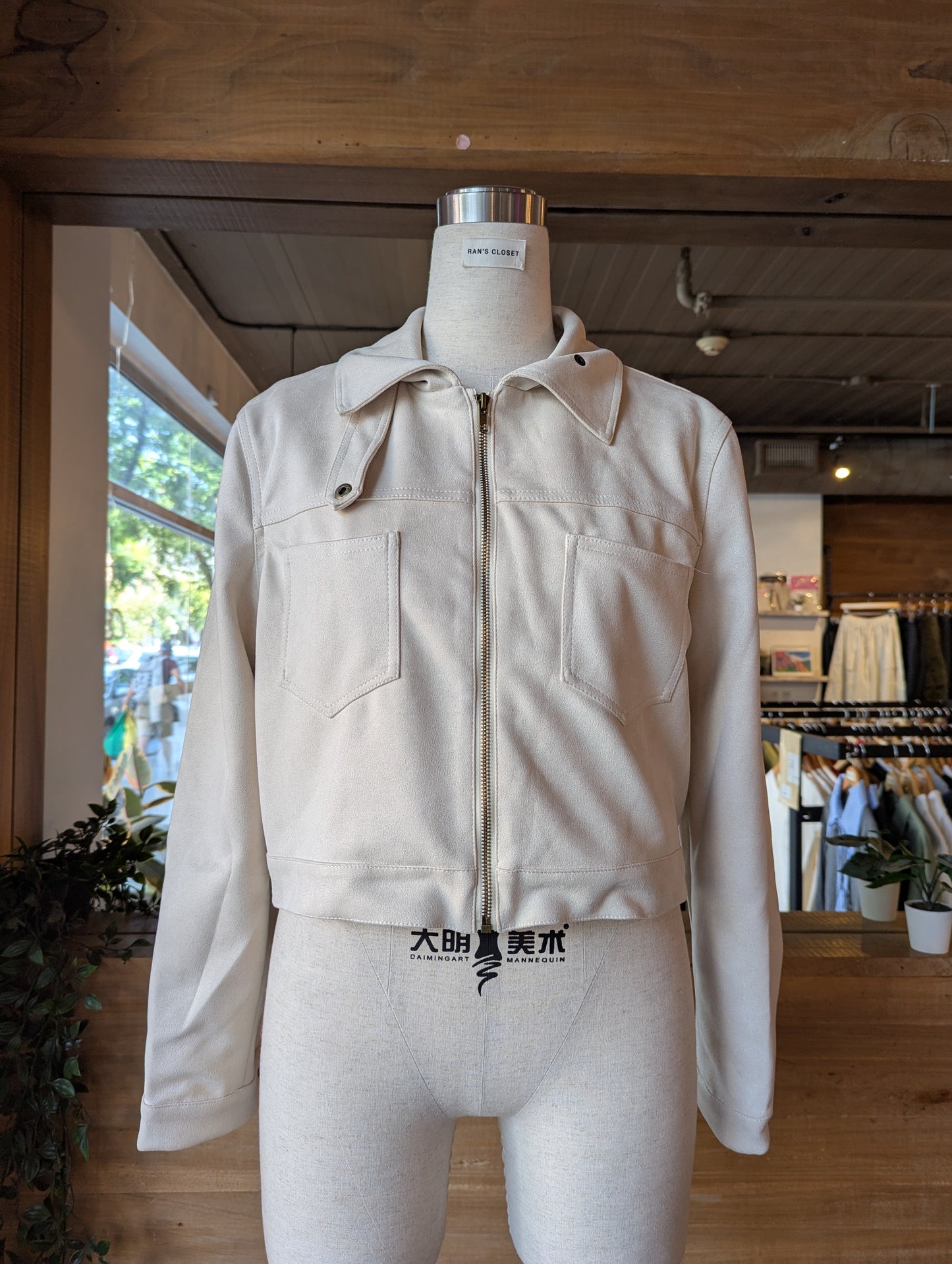 Cropped Vegan Suede Jacket