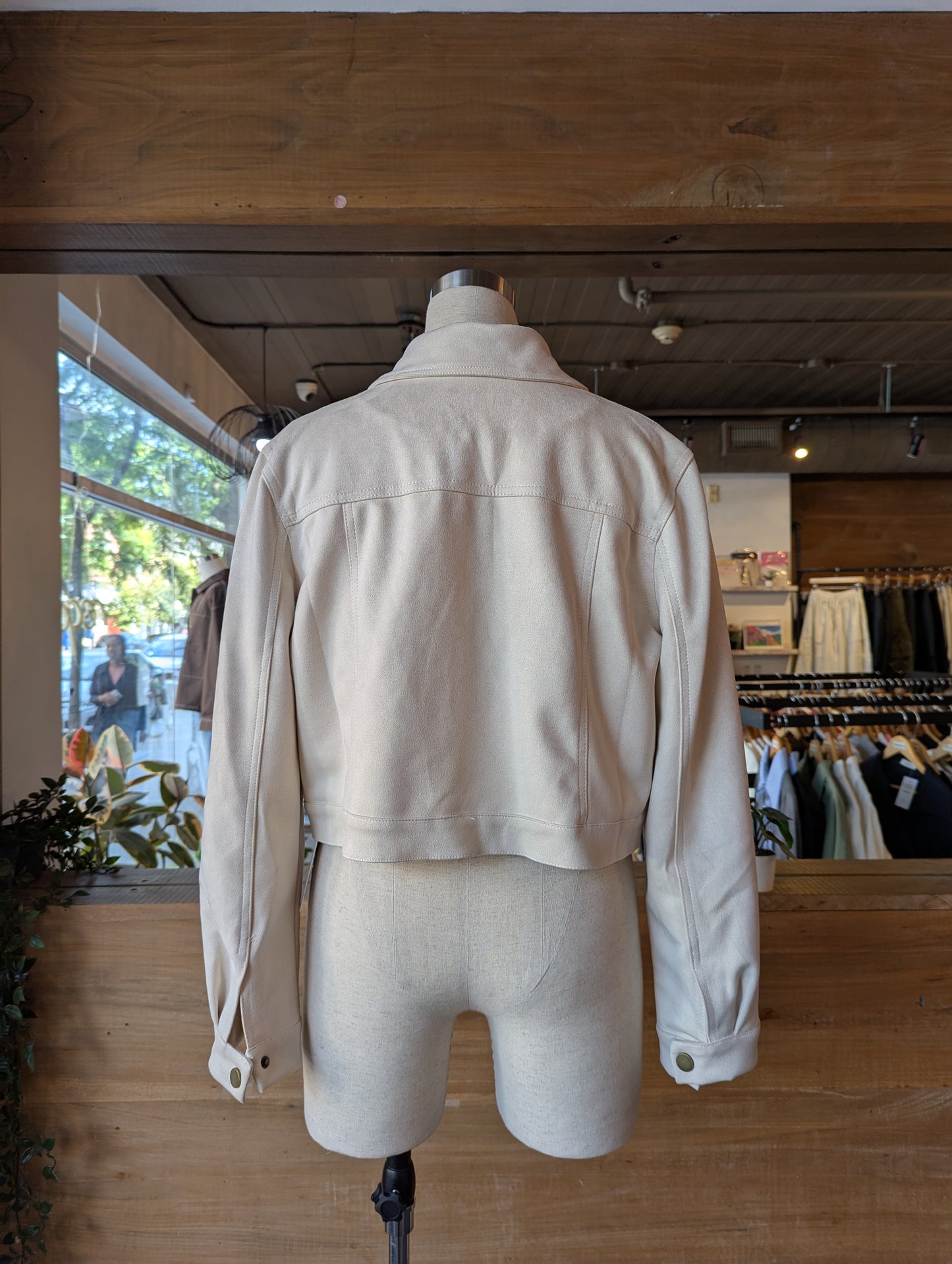 Cropped Vegan Suede Jacket