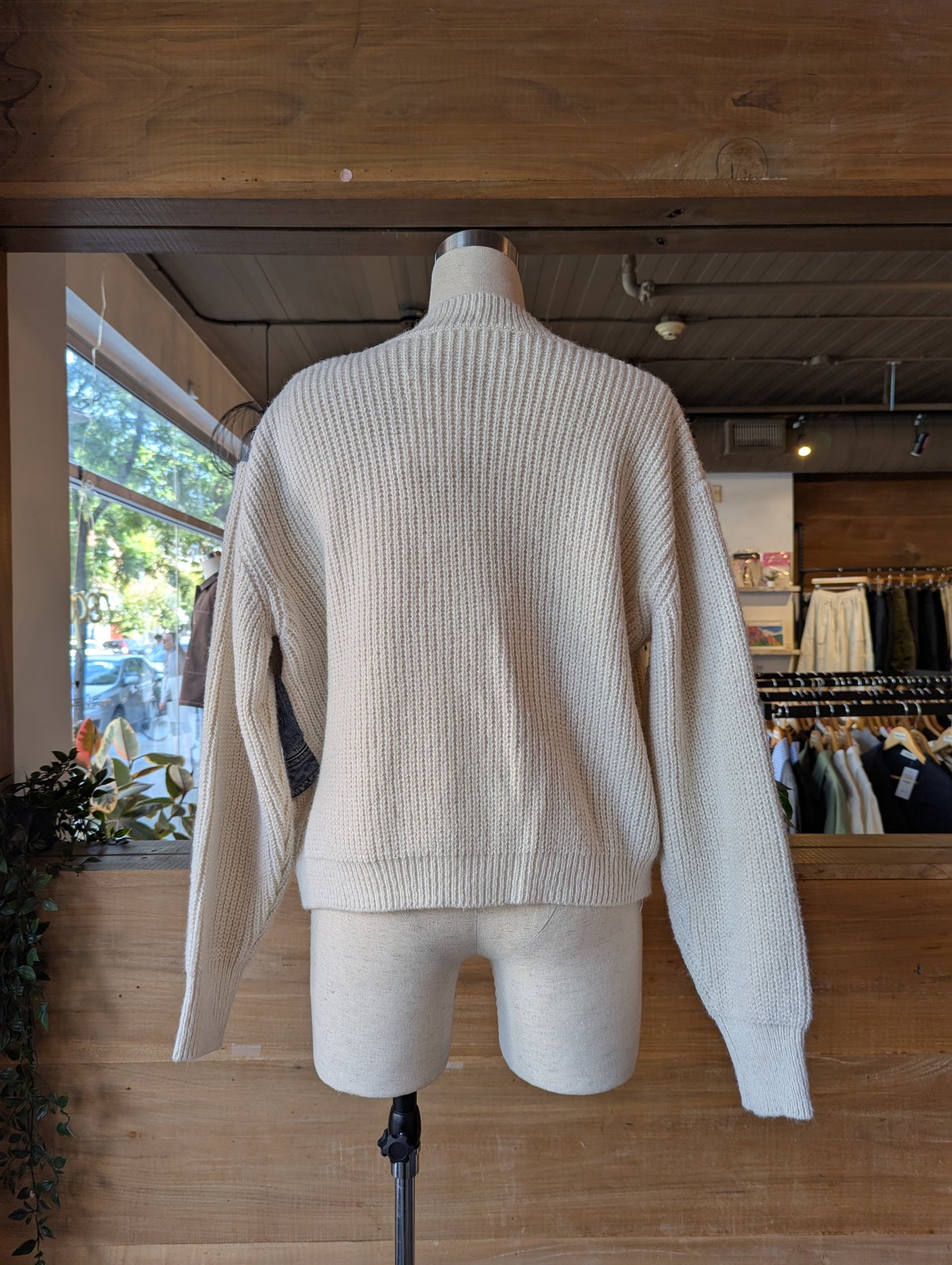 Denim Twist Detail Knit Cardigan