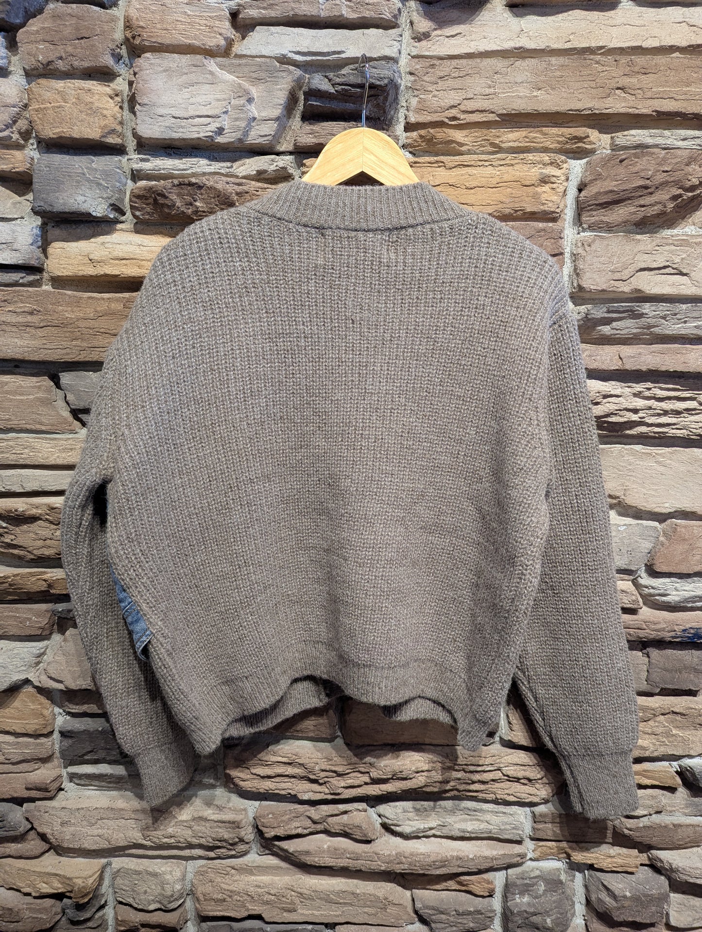 Denim Twist Detail Knit Cardigan