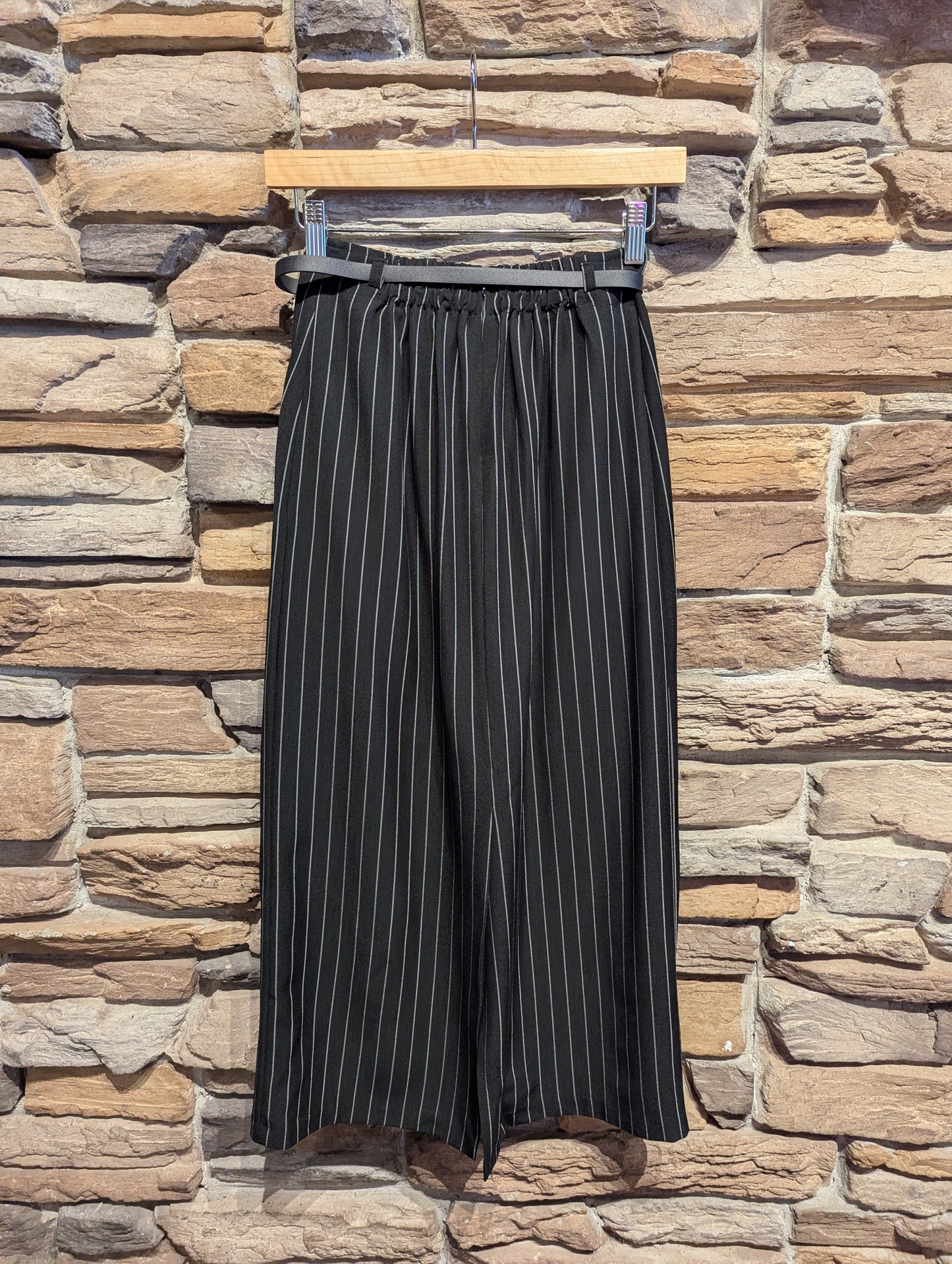 Pinstripe Midi Skirt with Belt