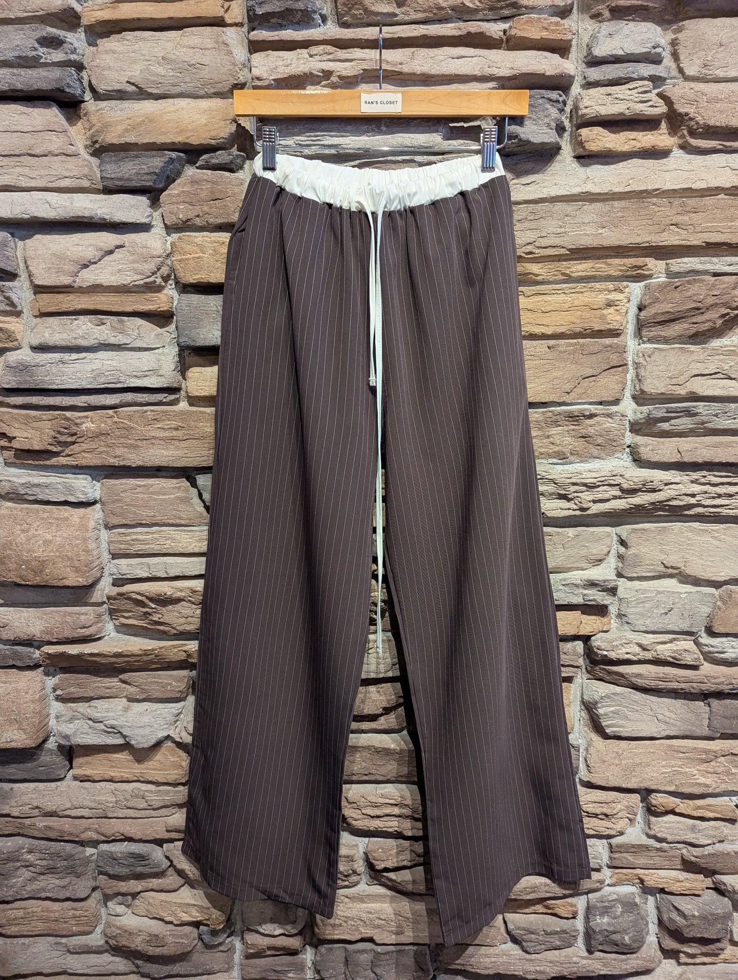 White Waistband Pinstripe Pants