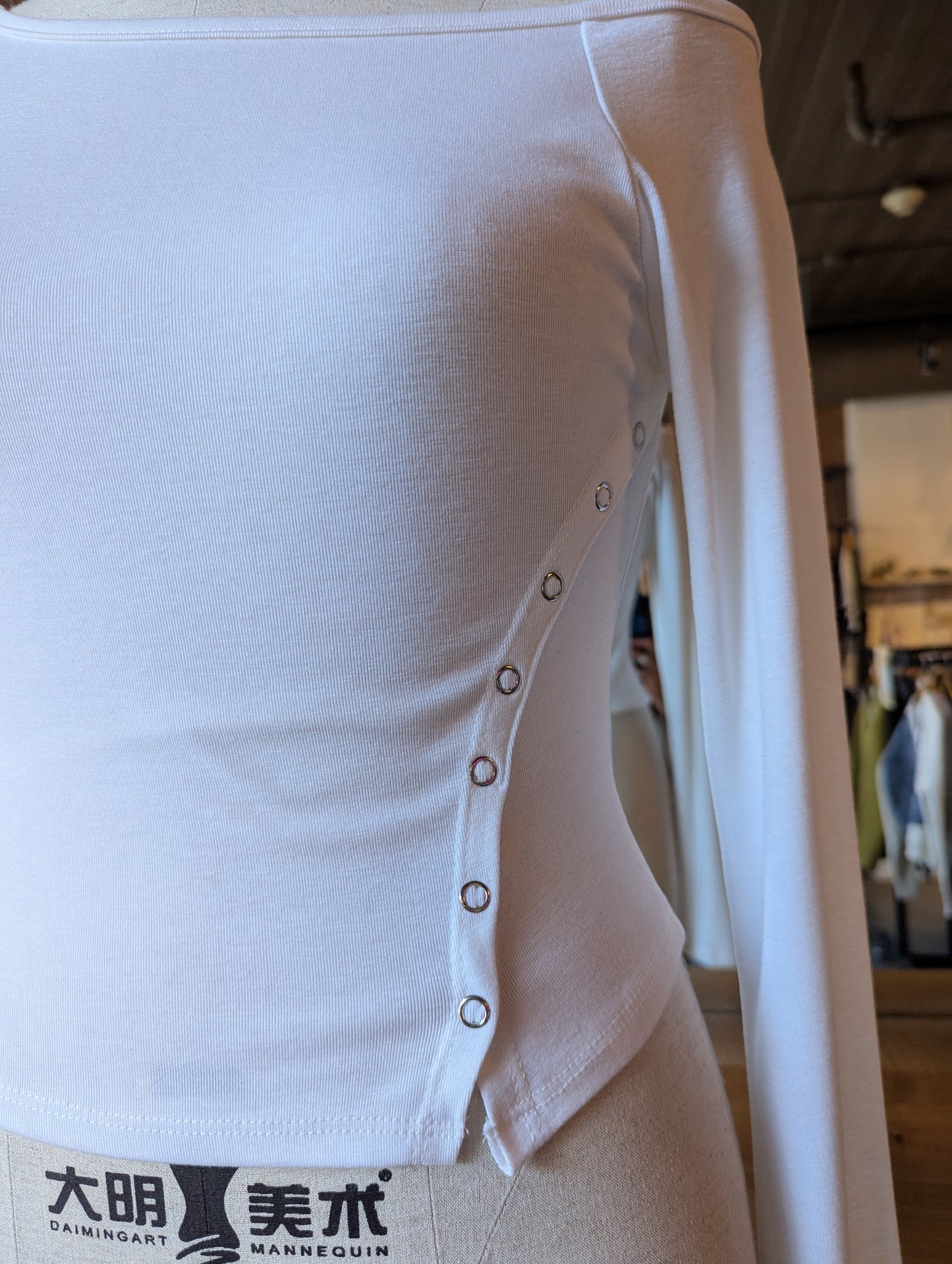 Asymmetric Long Sleeve With Side Snaps