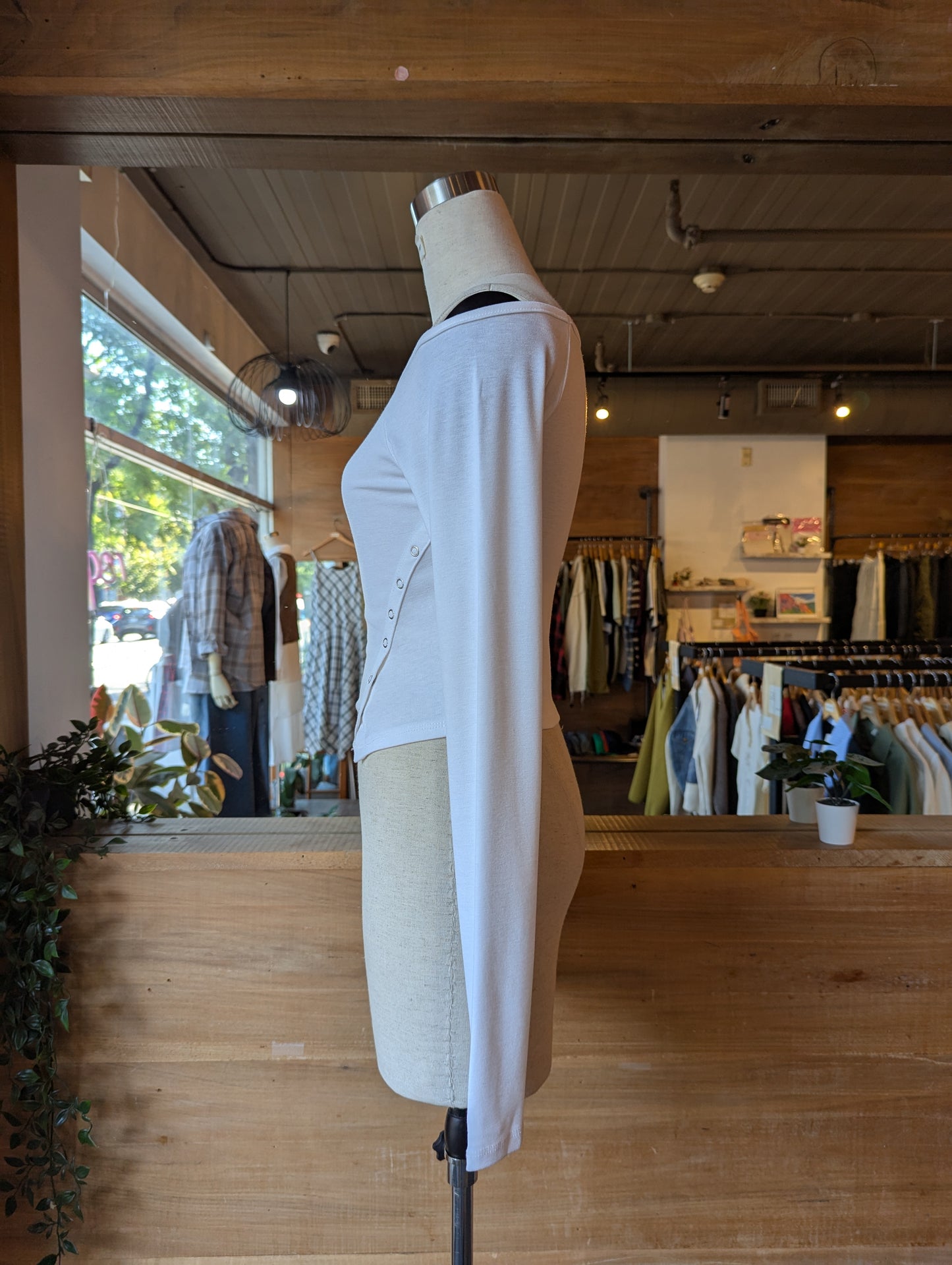 Asymmetric Long Sleeve With Side Snaps