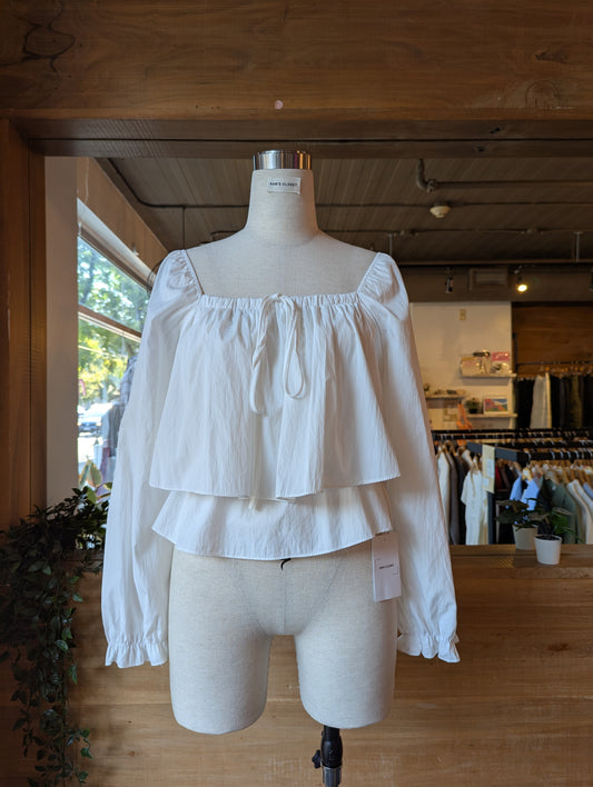 Tiered Off Shoulder Blouse with Bow