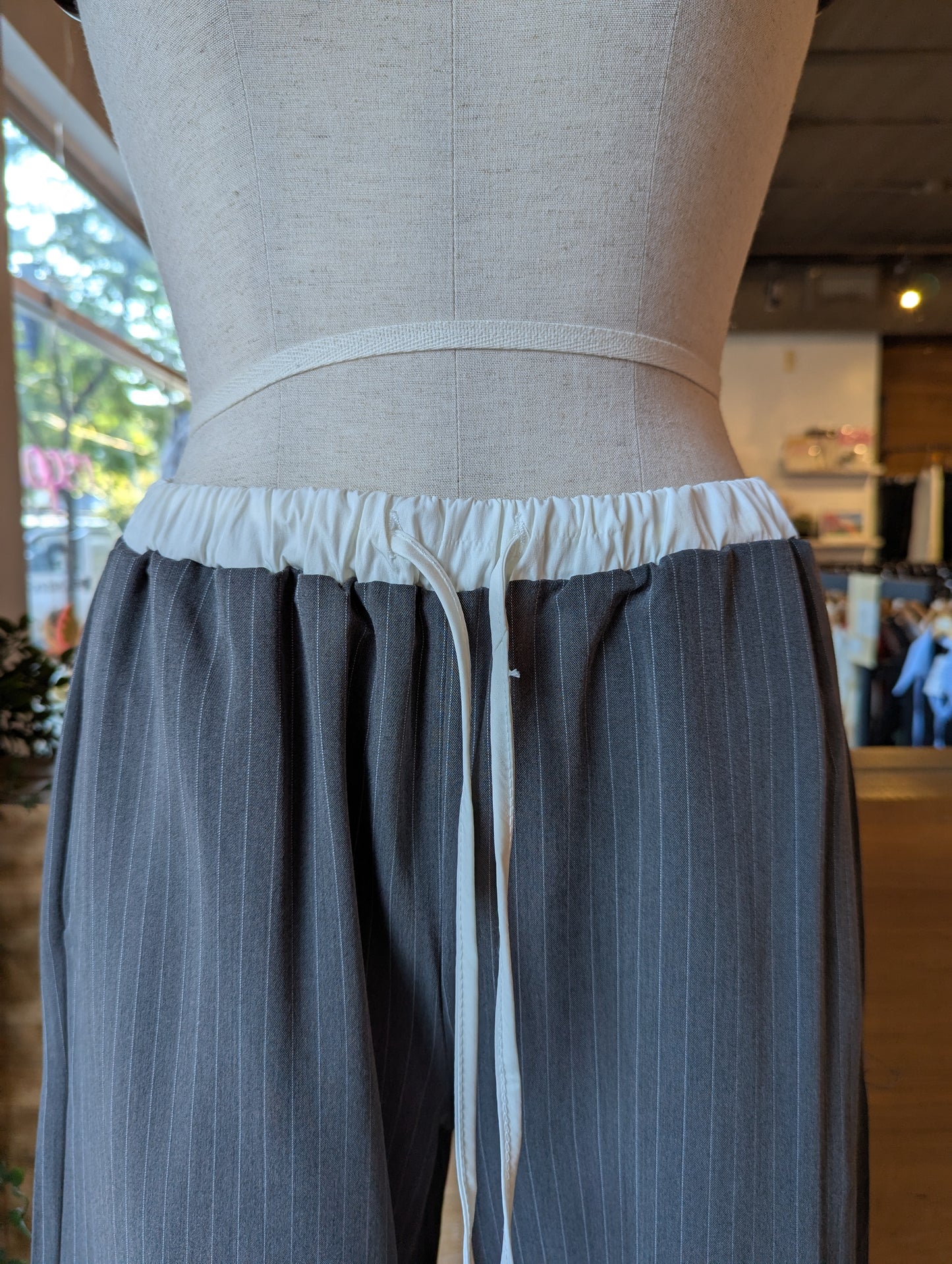 White Waistband Pinstripe Pants