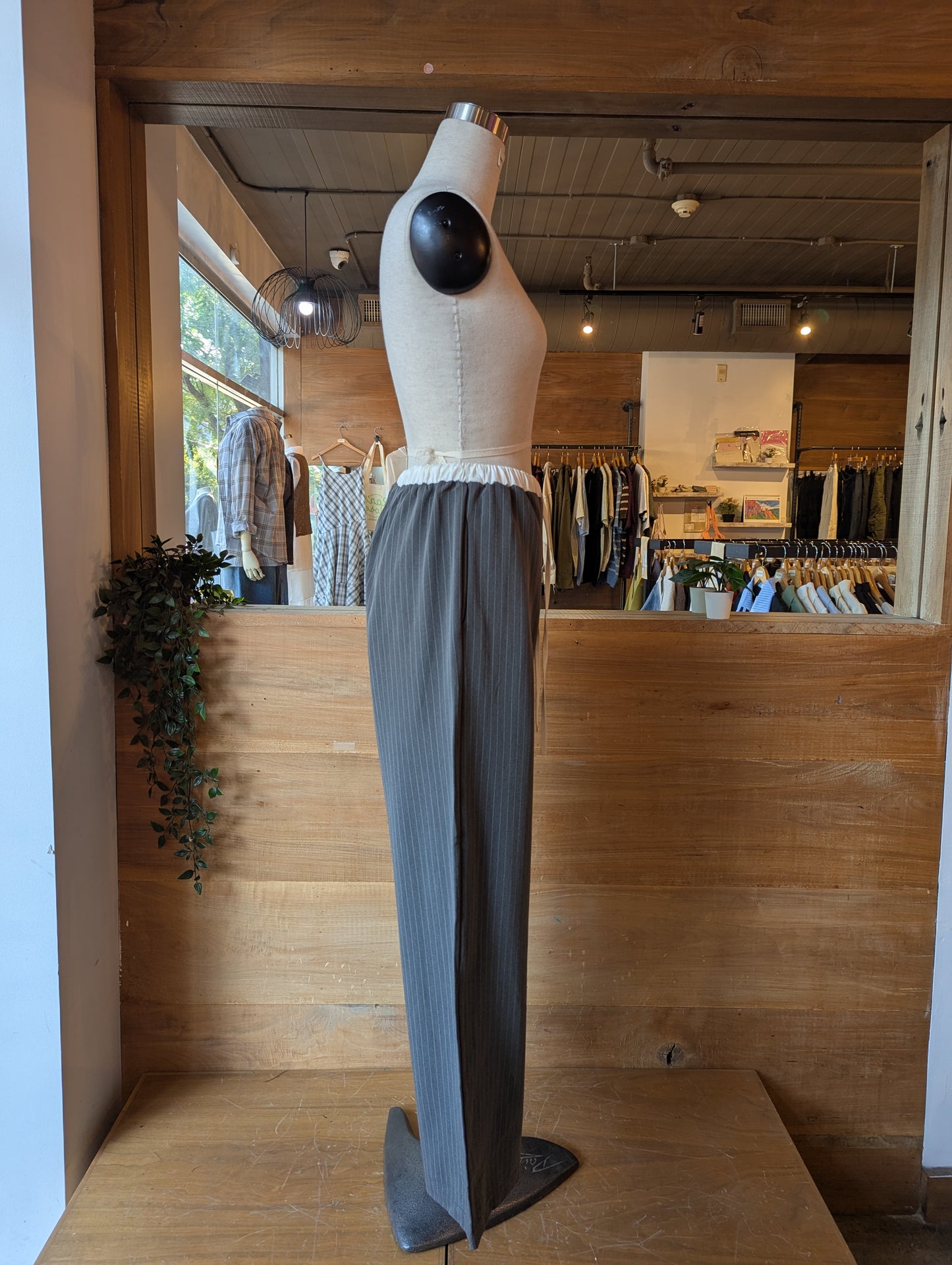 White Waistband Pinstripe Pants