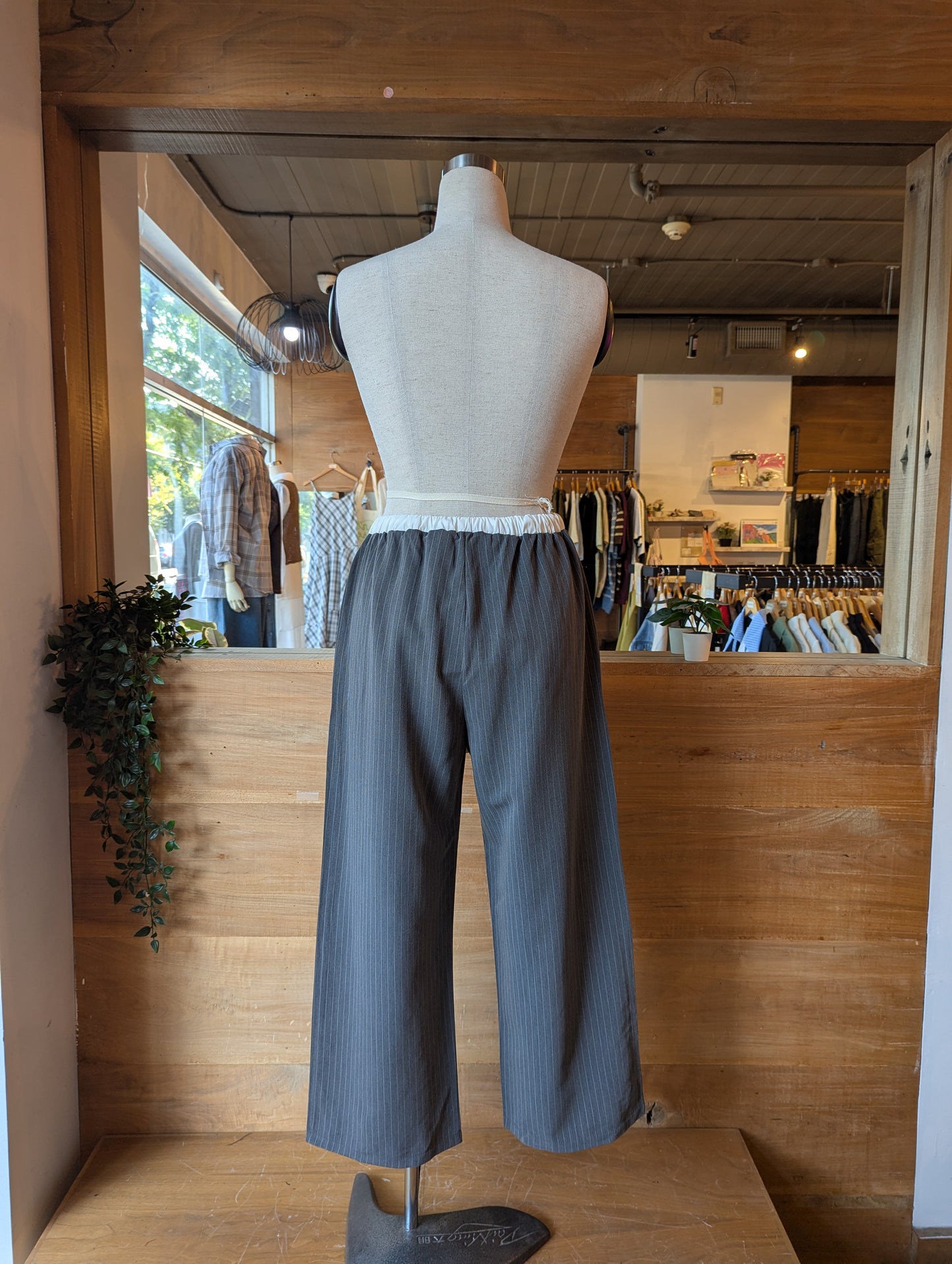 White Waistband Pinstripe Pants