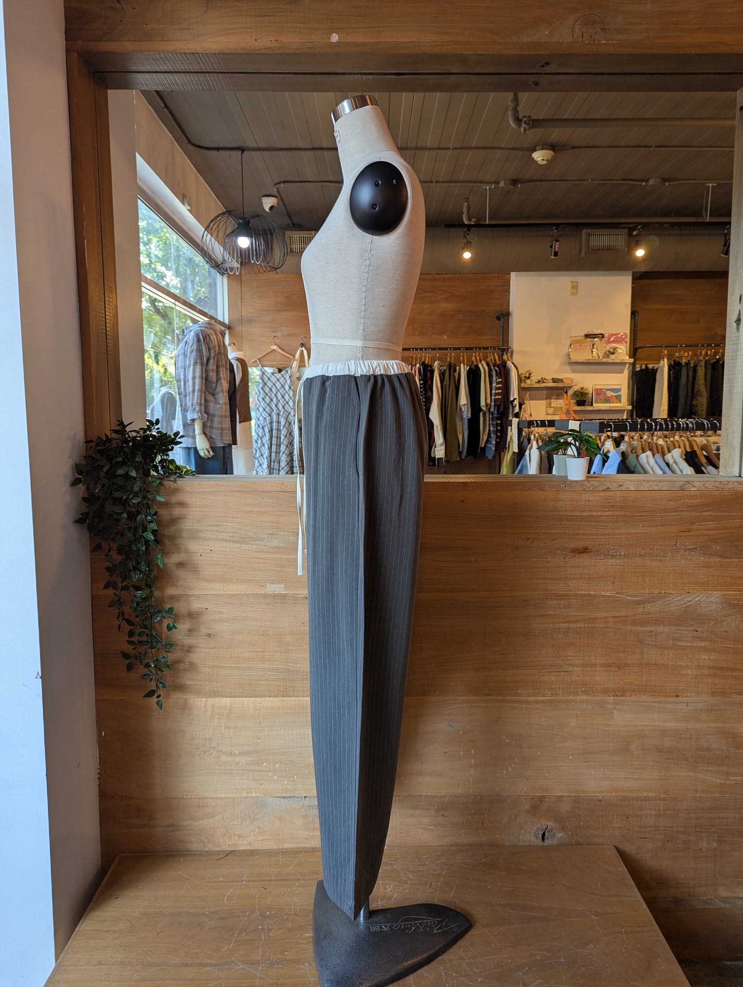 White Waistband Pinstripe Pants