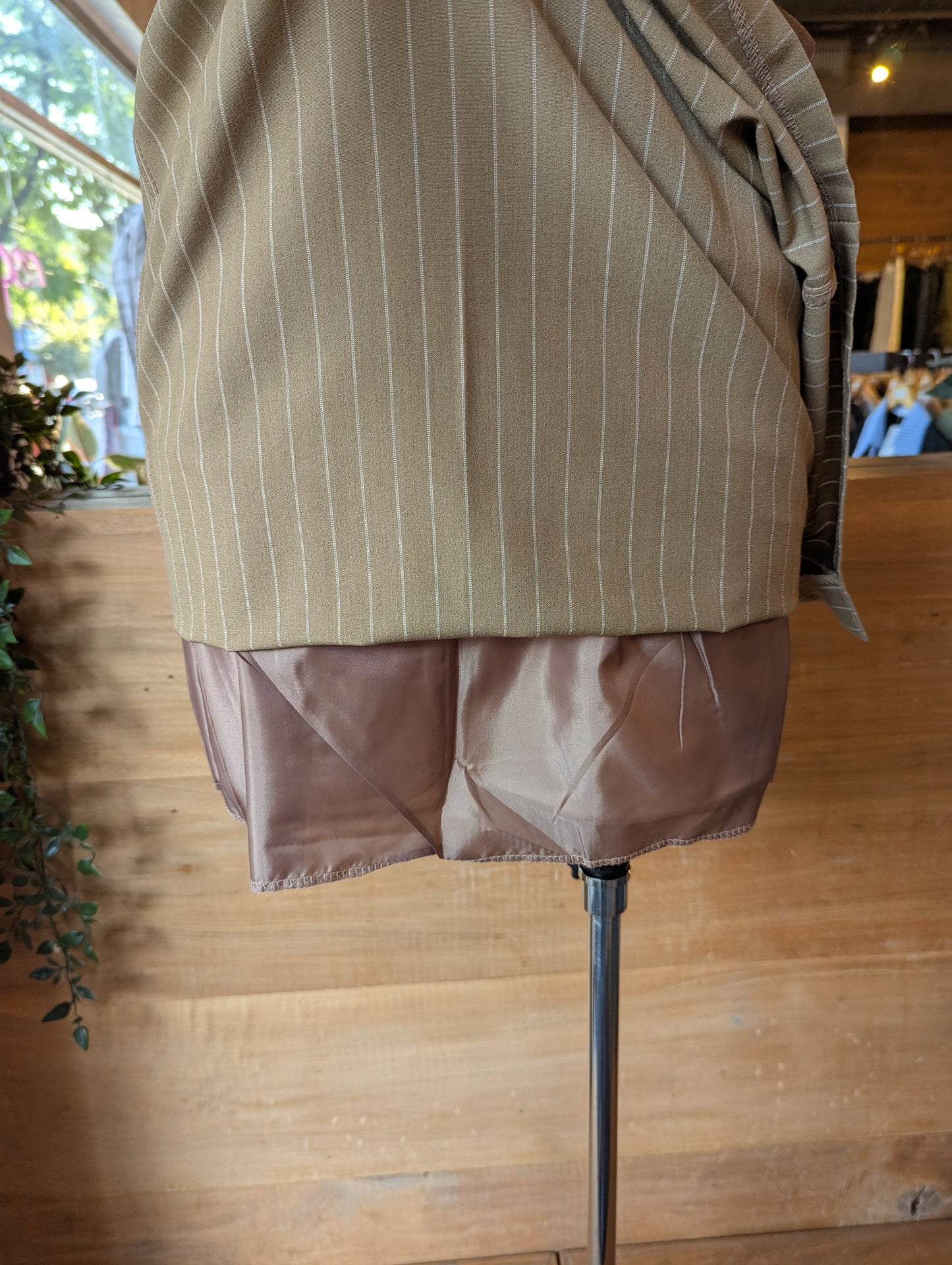 Pinstripe Midi Skirt with Belt