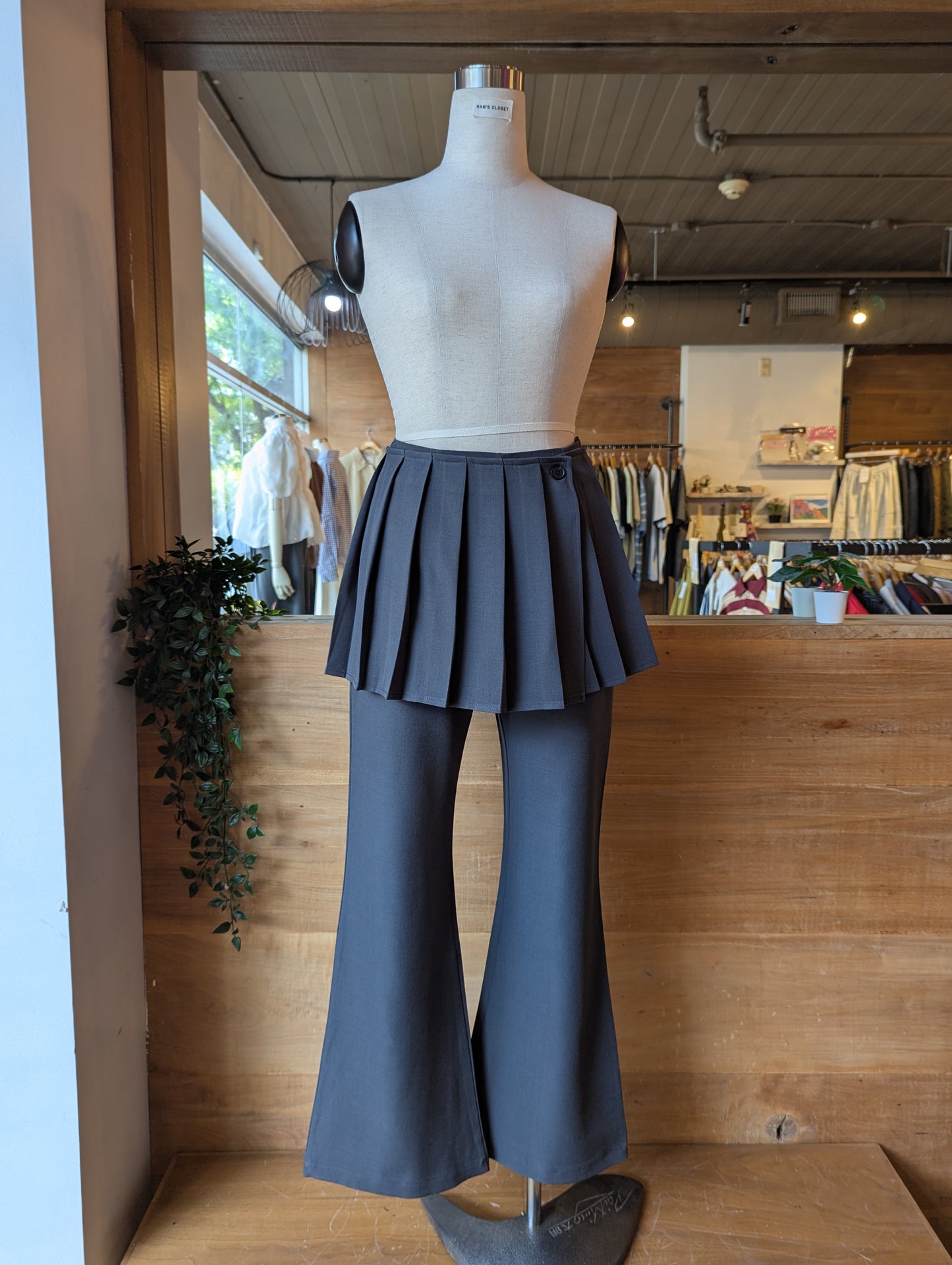 Pleated Layering Skirt and Dress Pant Set