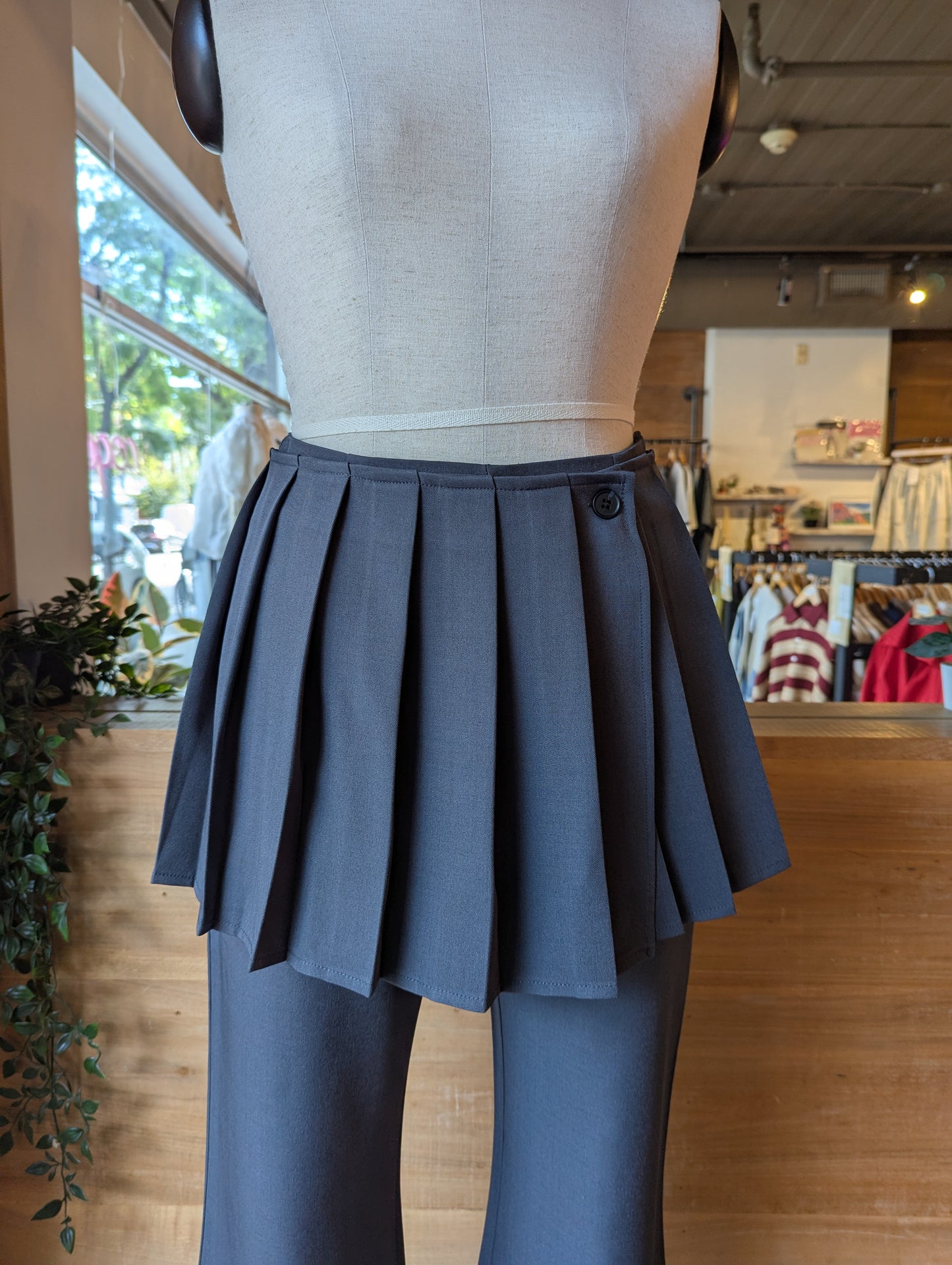 Pleated Layering Skirt and Dress Pant Set