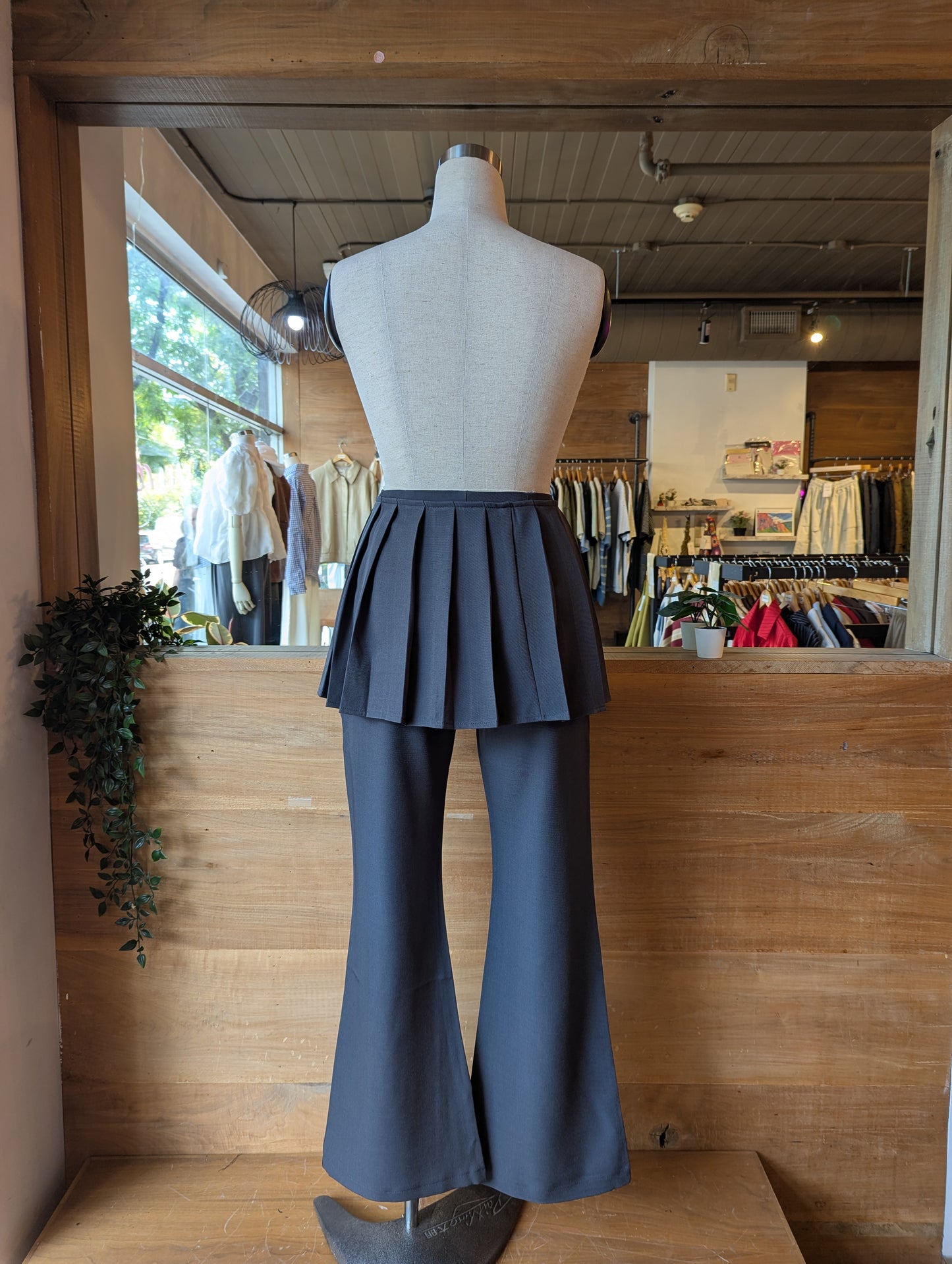 Pleated Layering Skirt and Dress Pant Set