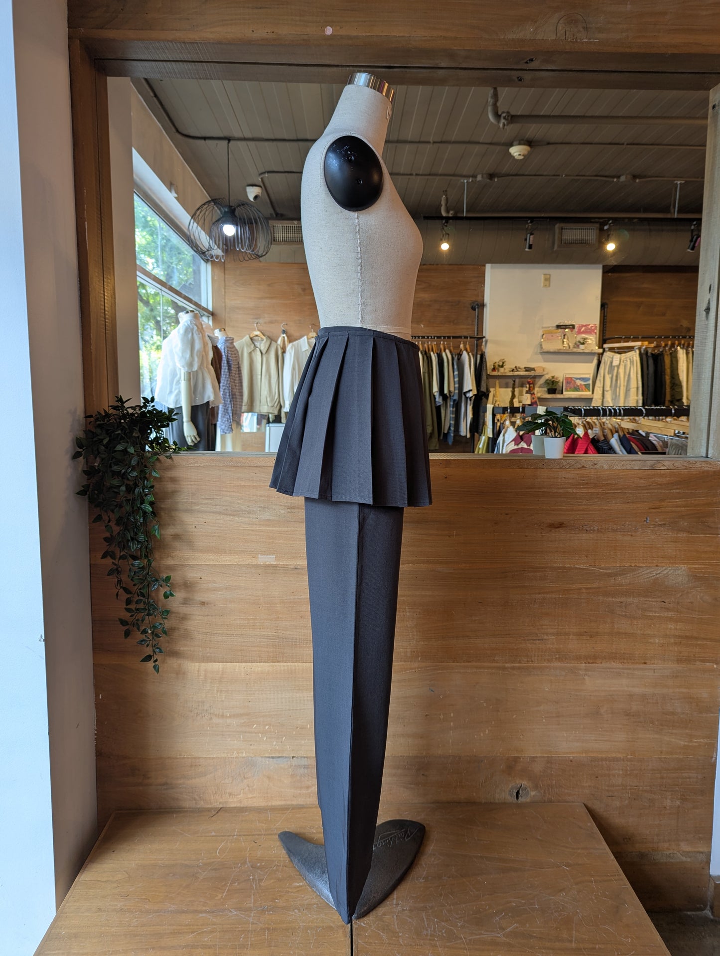 Pleated Layering Skirt and Dress Pant Set