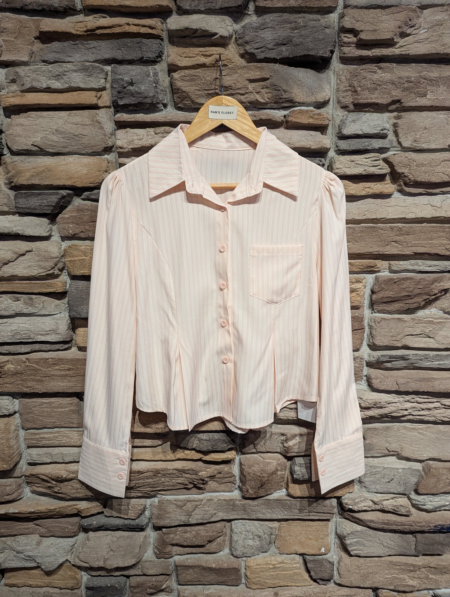 Striped Pintuck Button up