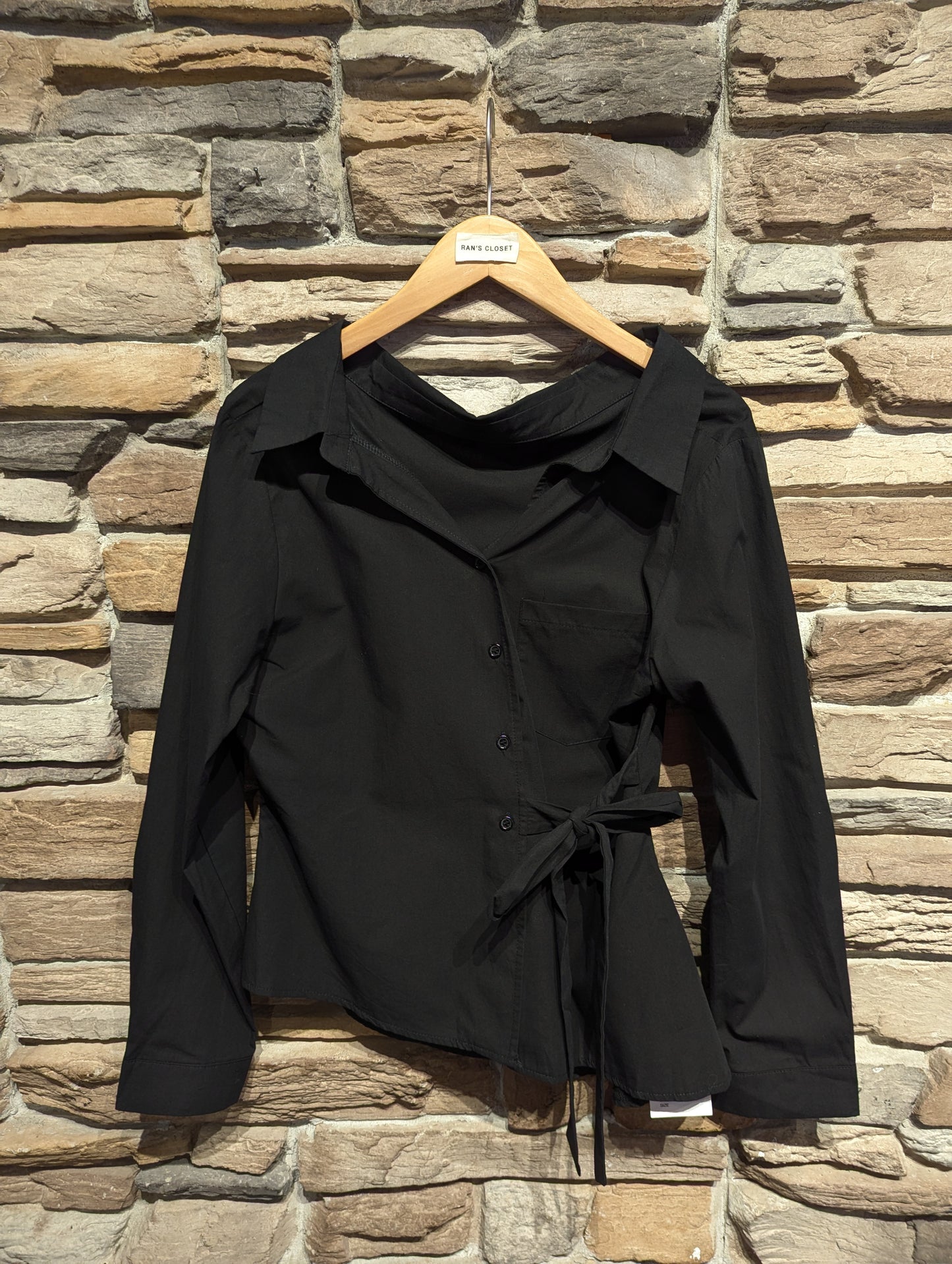 Off Shoulder Side Tie Button Down