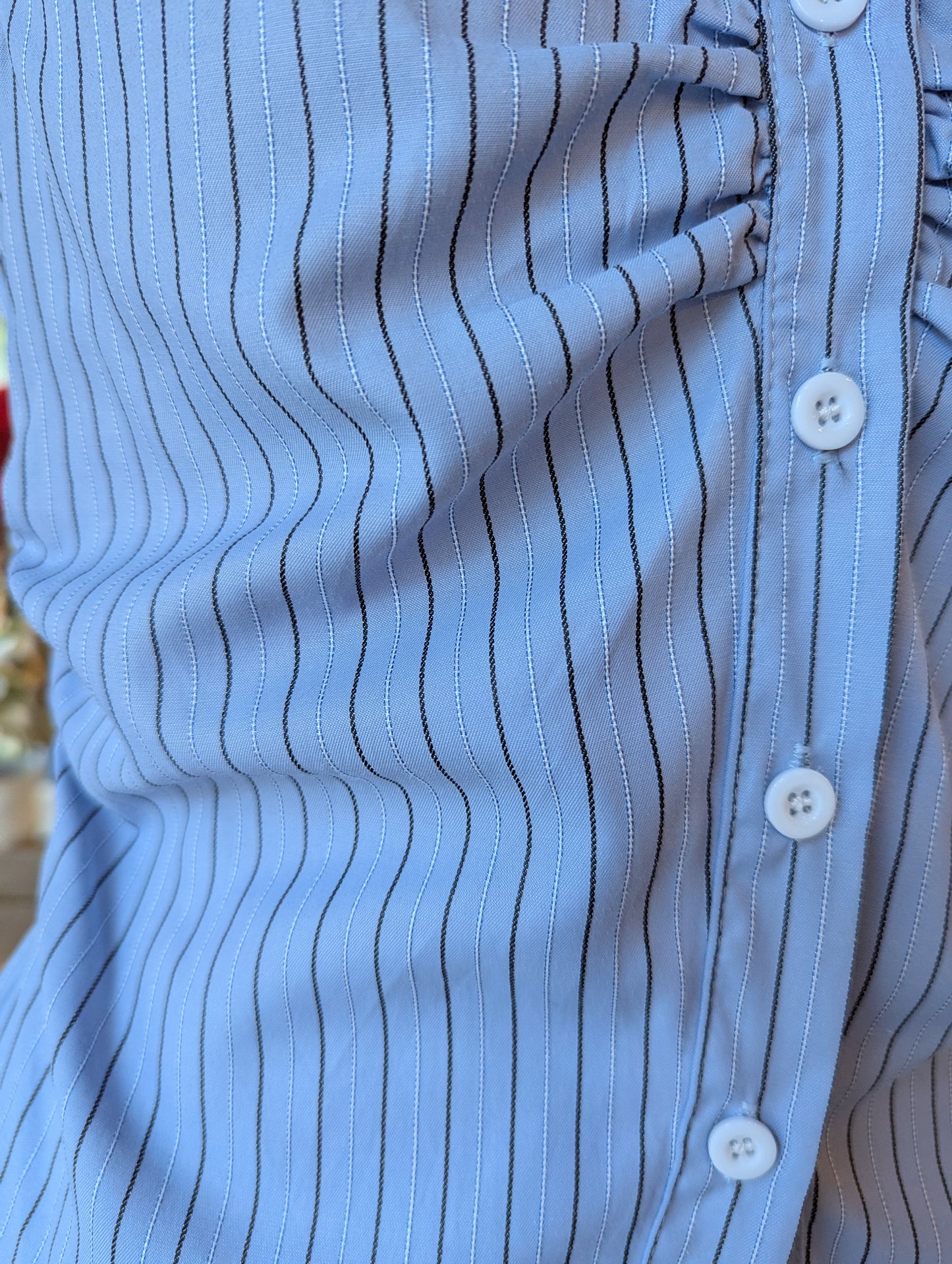 Short Sleeve Stripe Ruched Button Down