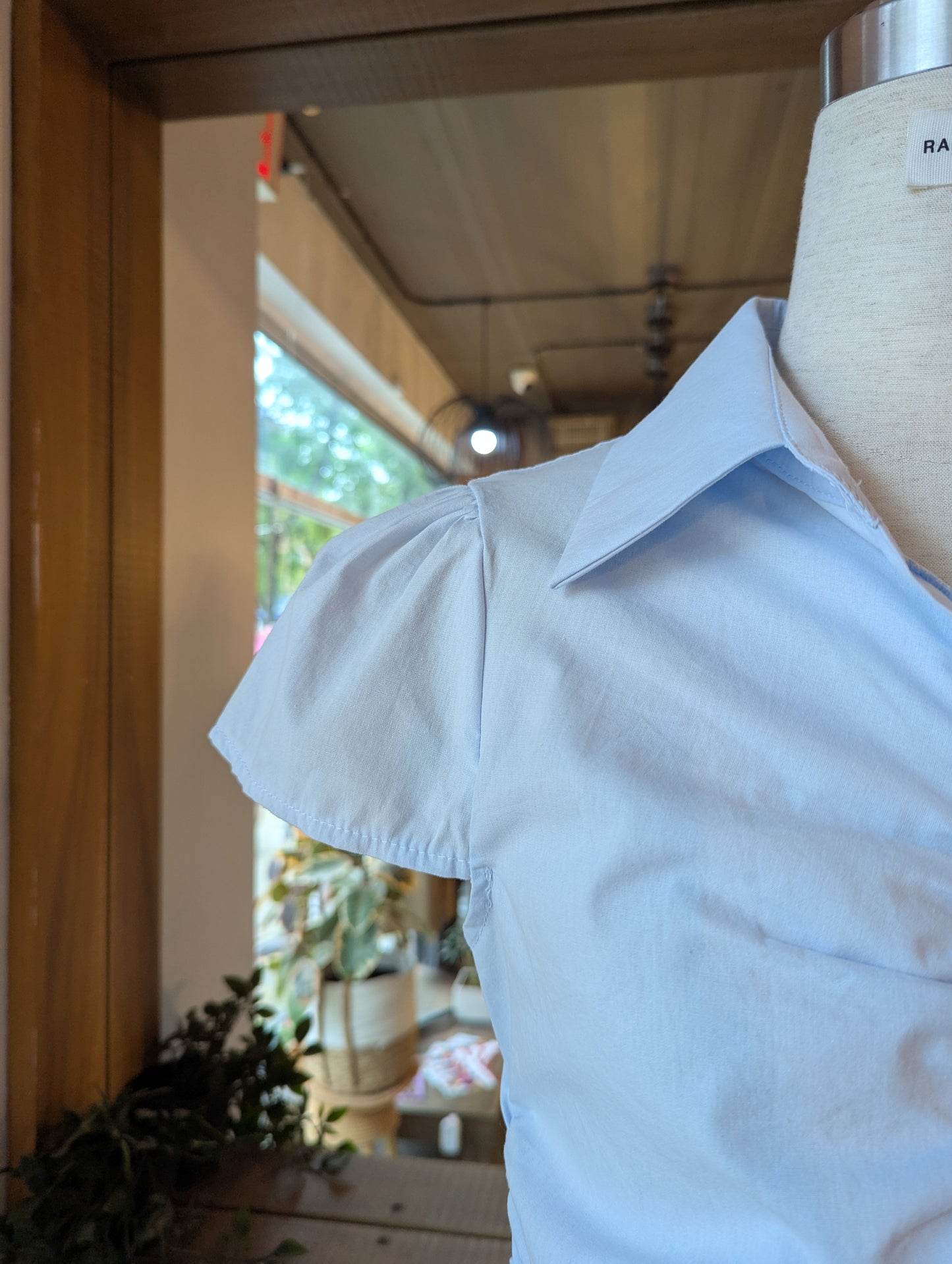 Short Sleeve Ruched Button Down