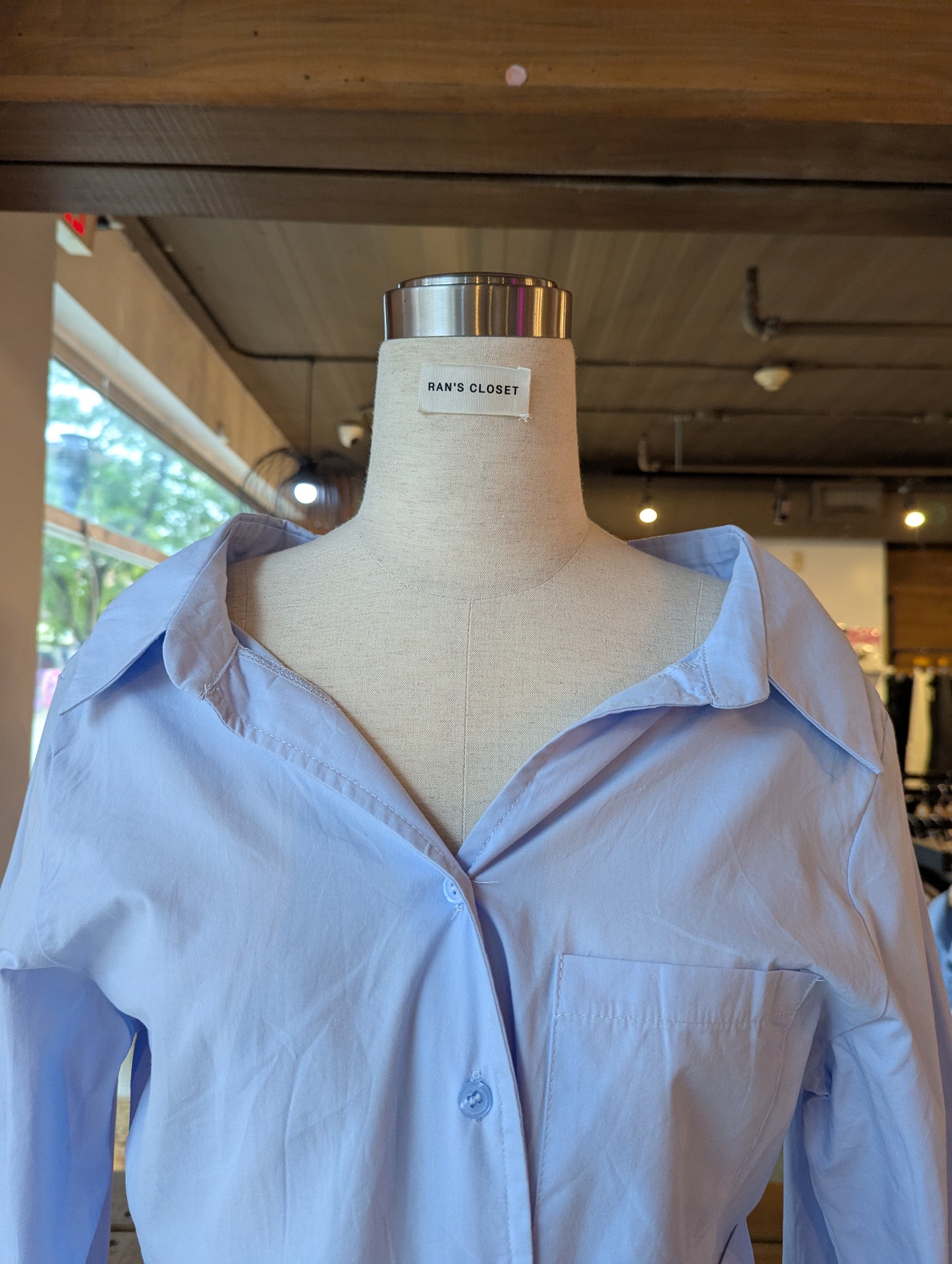 Off Shoulder Side Tie Button Down