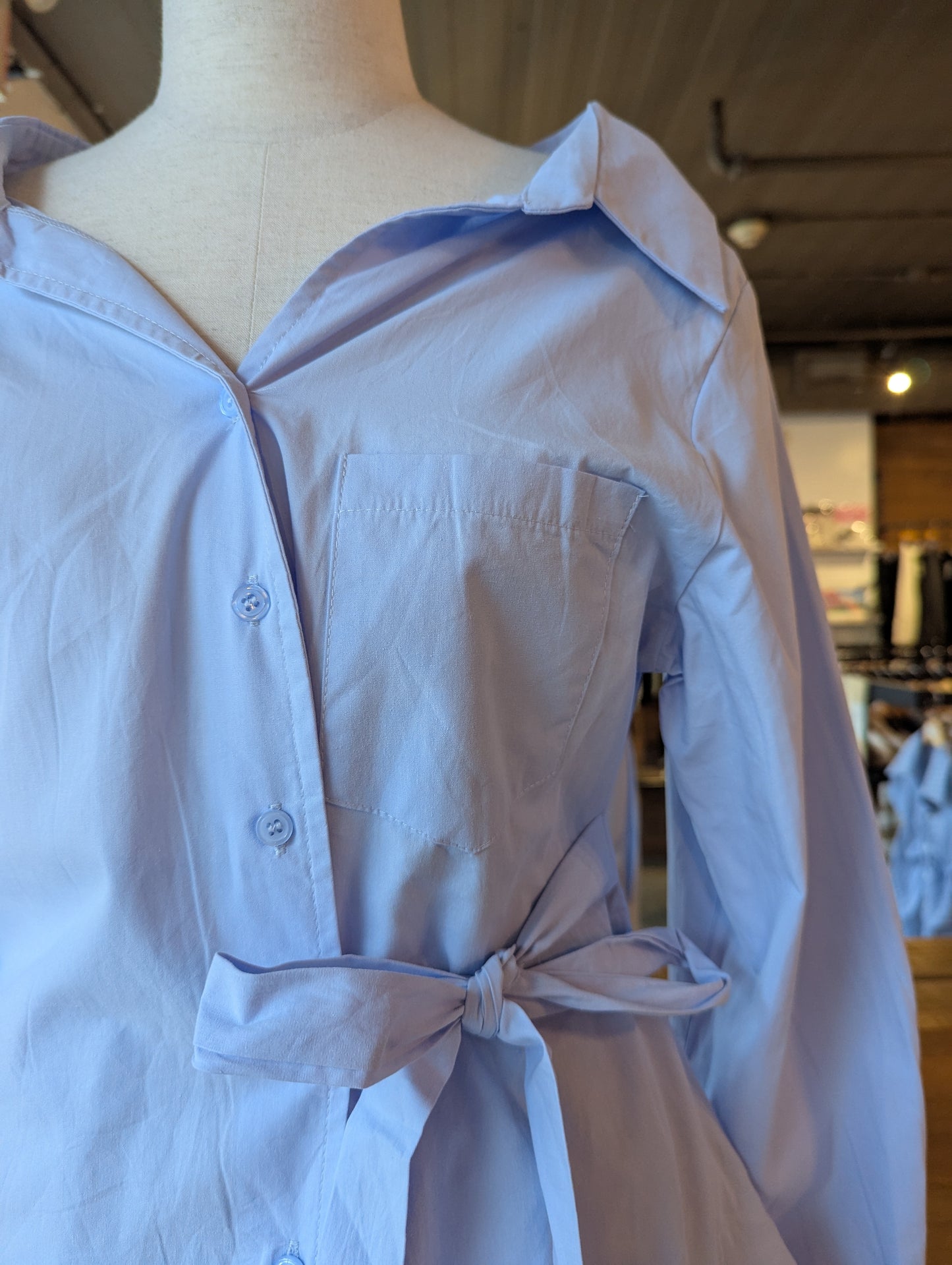 Off Shoulder Side Tie Button Down