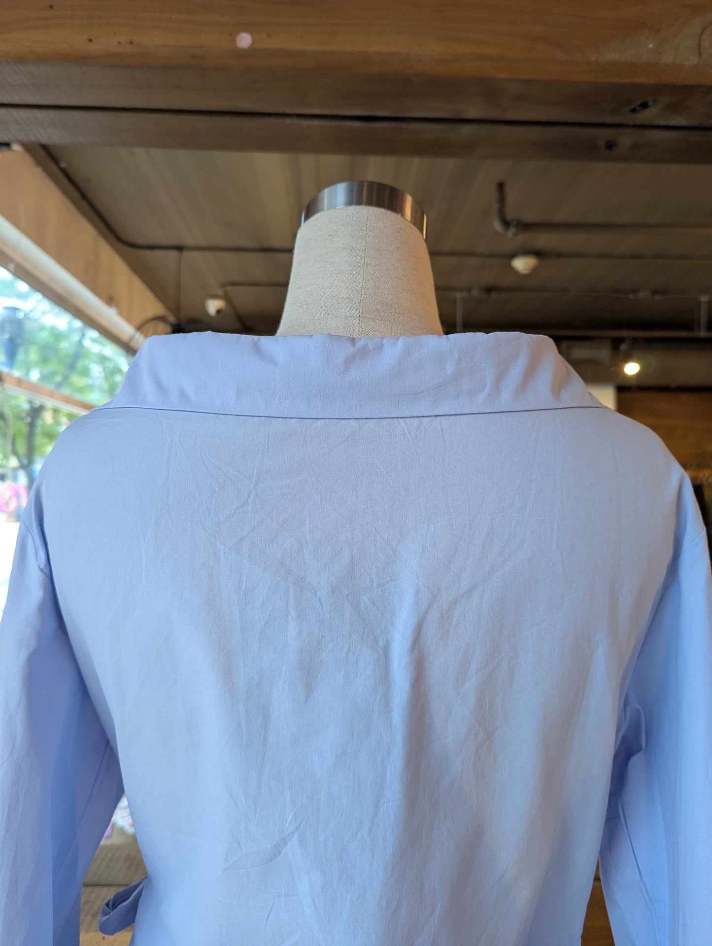 Off Shoulder Side Tie Button Down