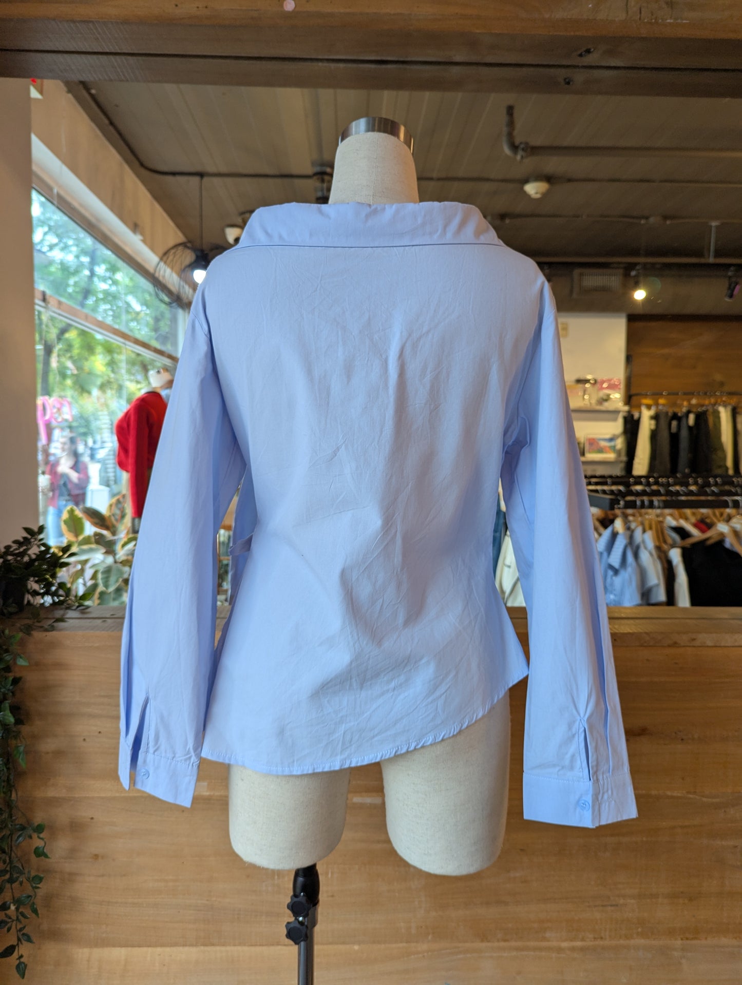 Off Shoulder Side Tie Button Down