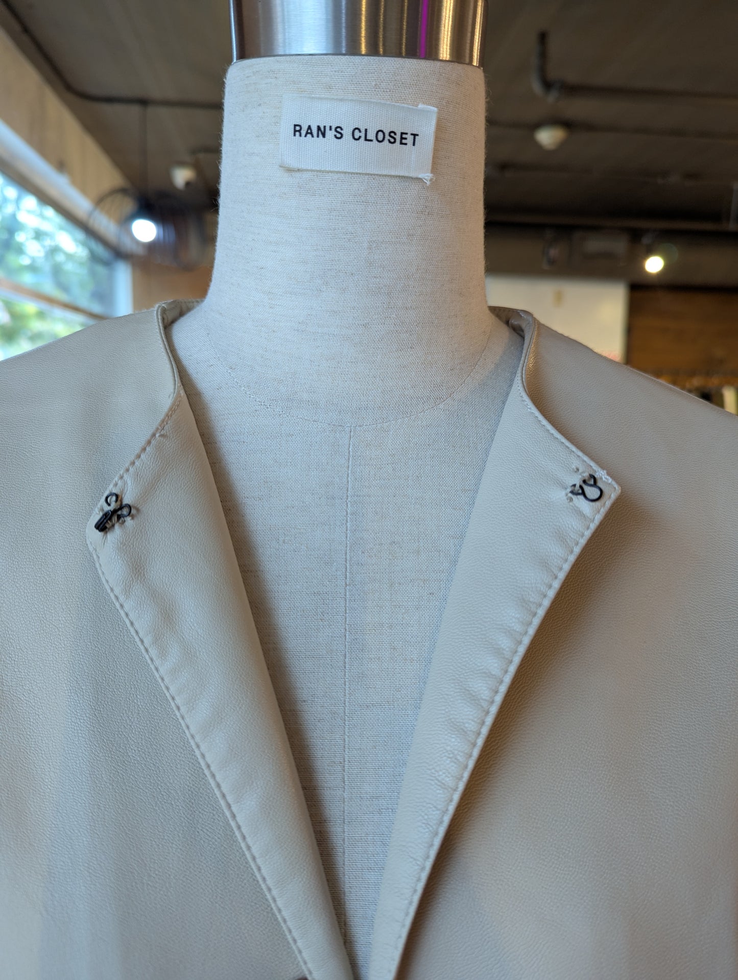 Cropped Single Clasp Vegan Leather Jacket