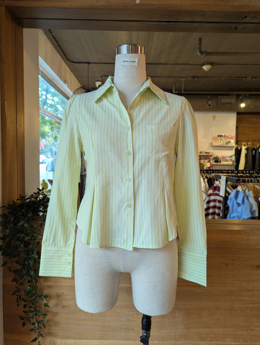 Striped Pintuck Button up