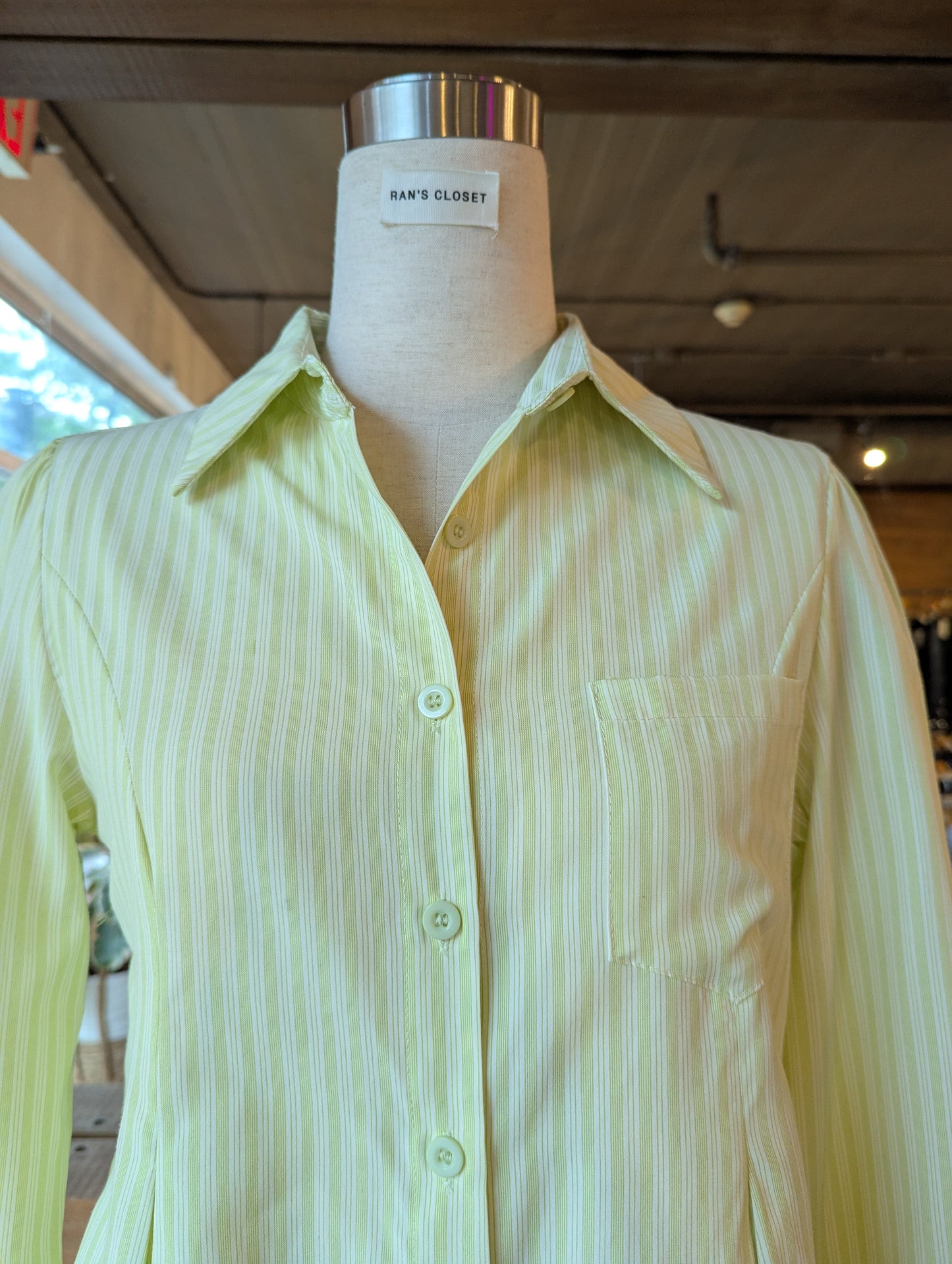 Striped Pintuck Button up