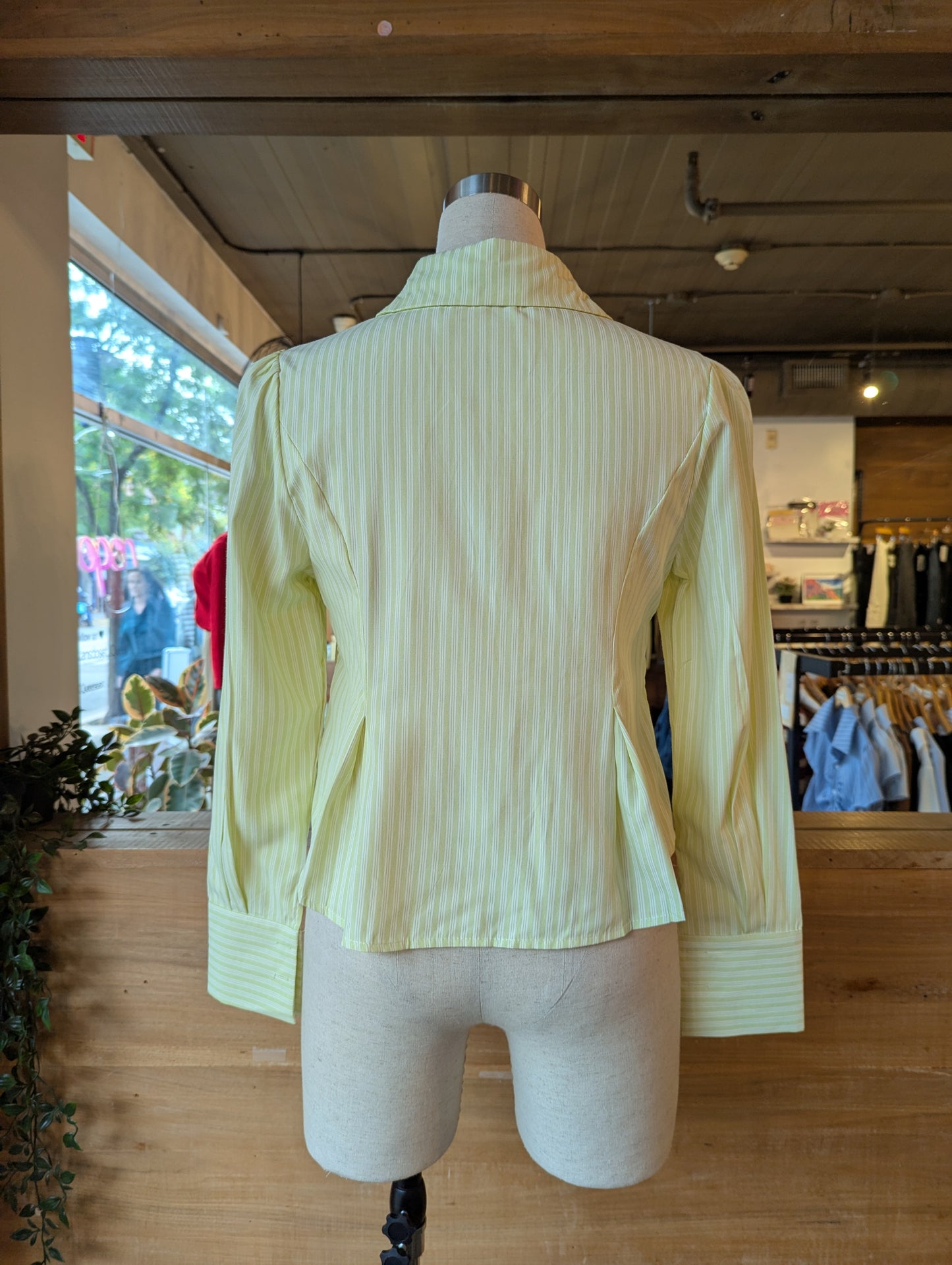 Striped Pintuck Button up