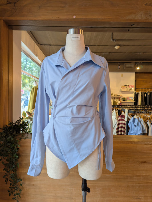 Wrap Side Button Blouse