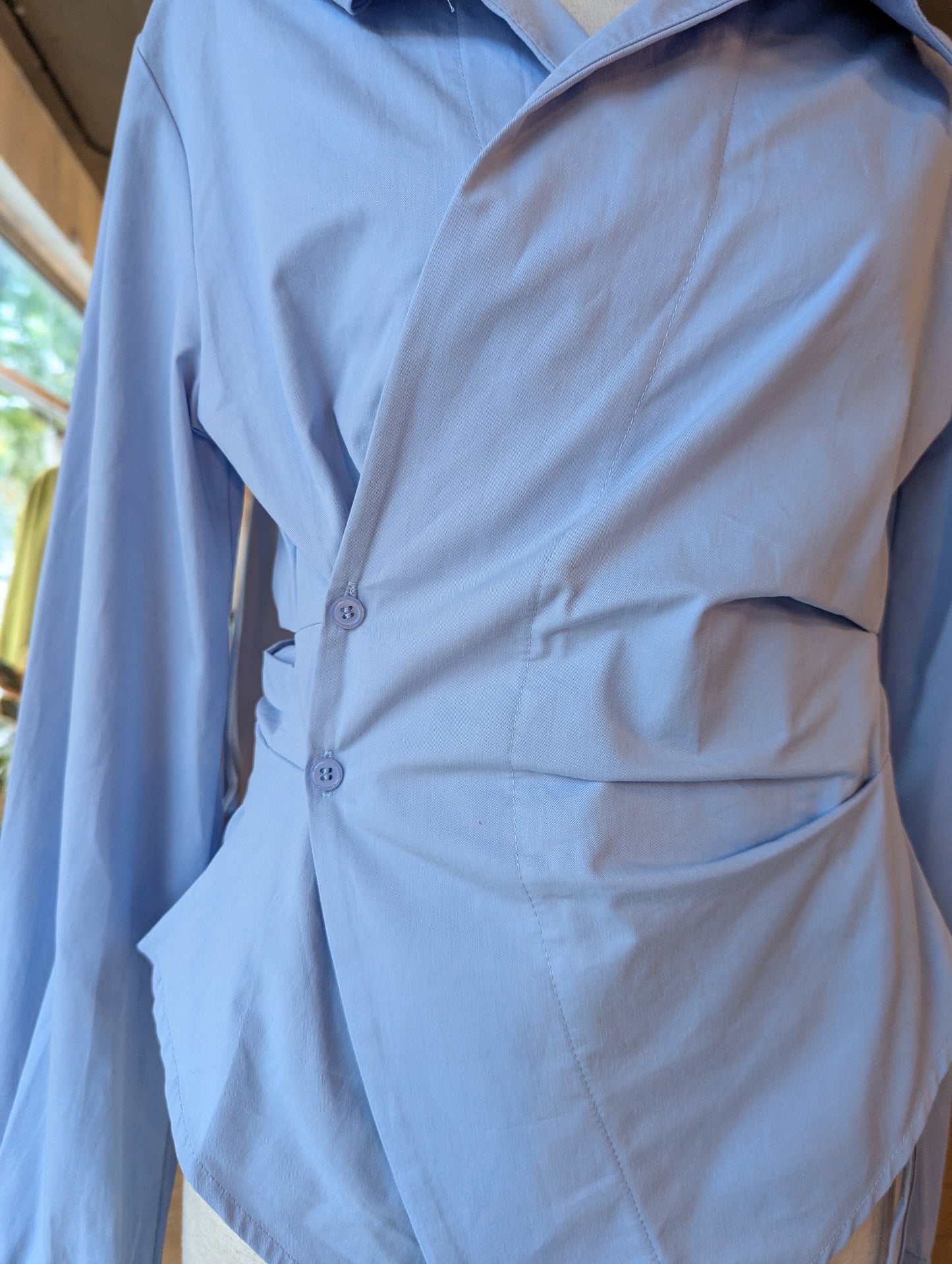 Wrap Side Button Blouse