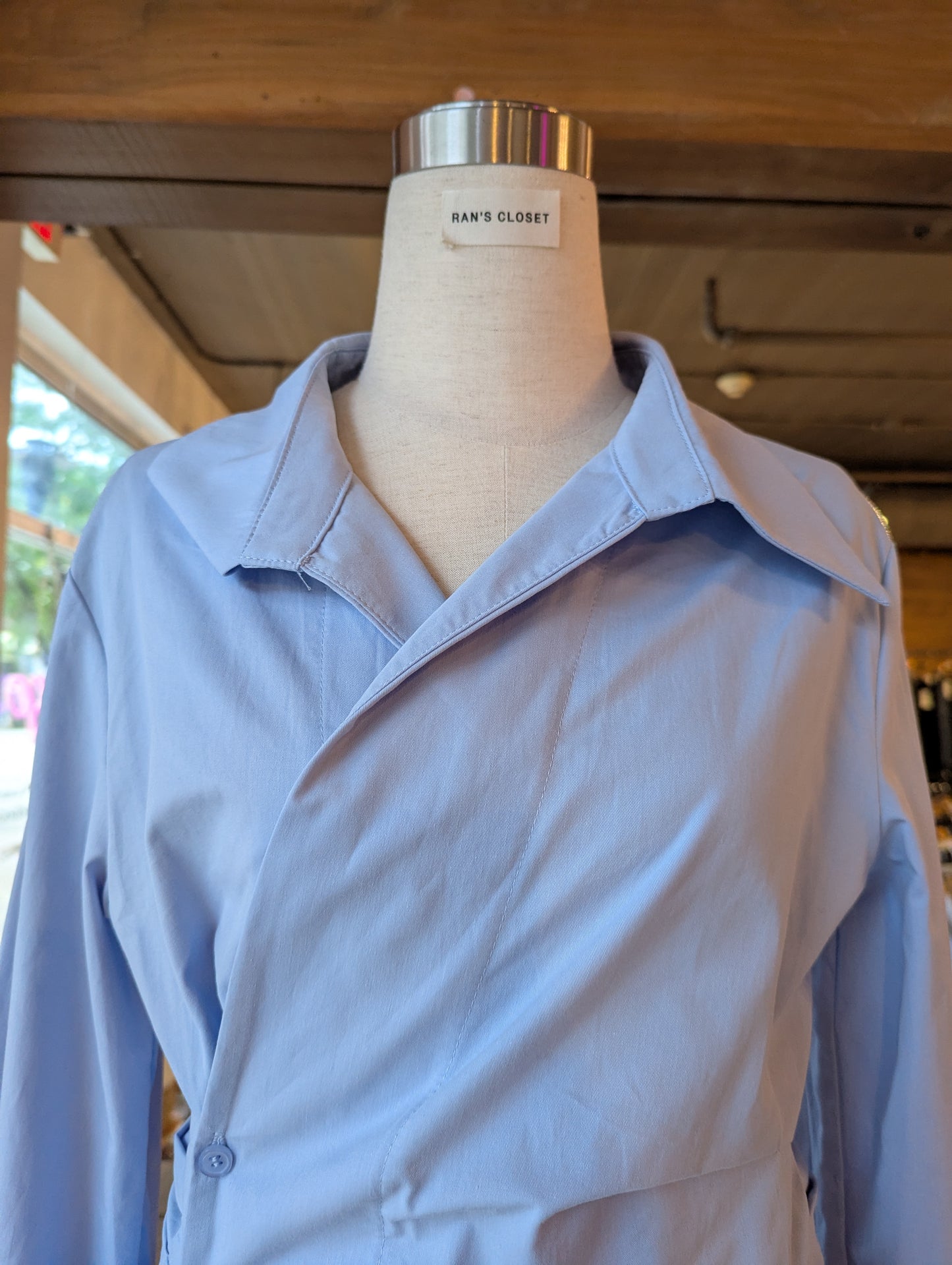 Wrap Side Button Blouse