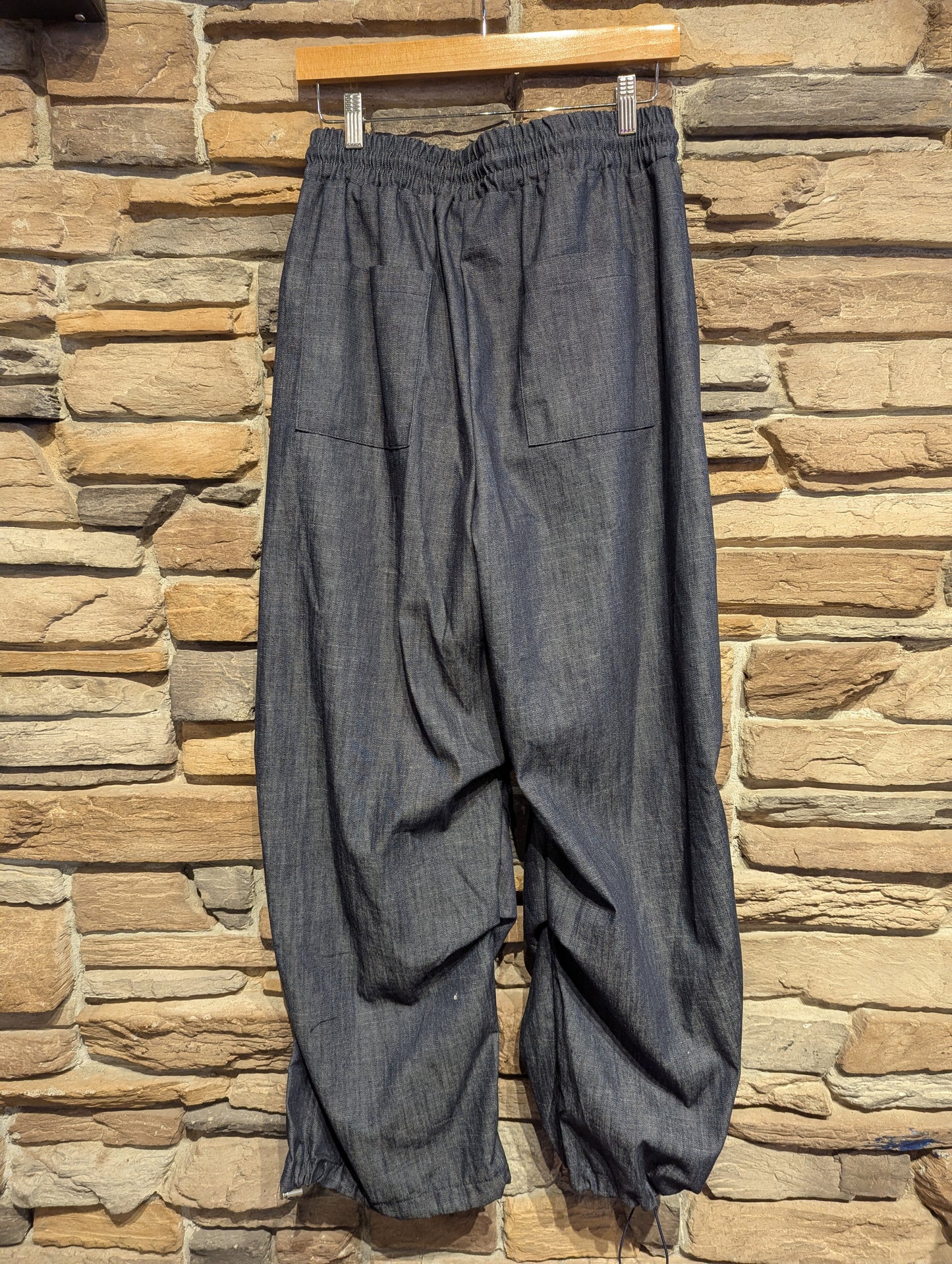 Light Denim Drawstring Parachute Style Pant