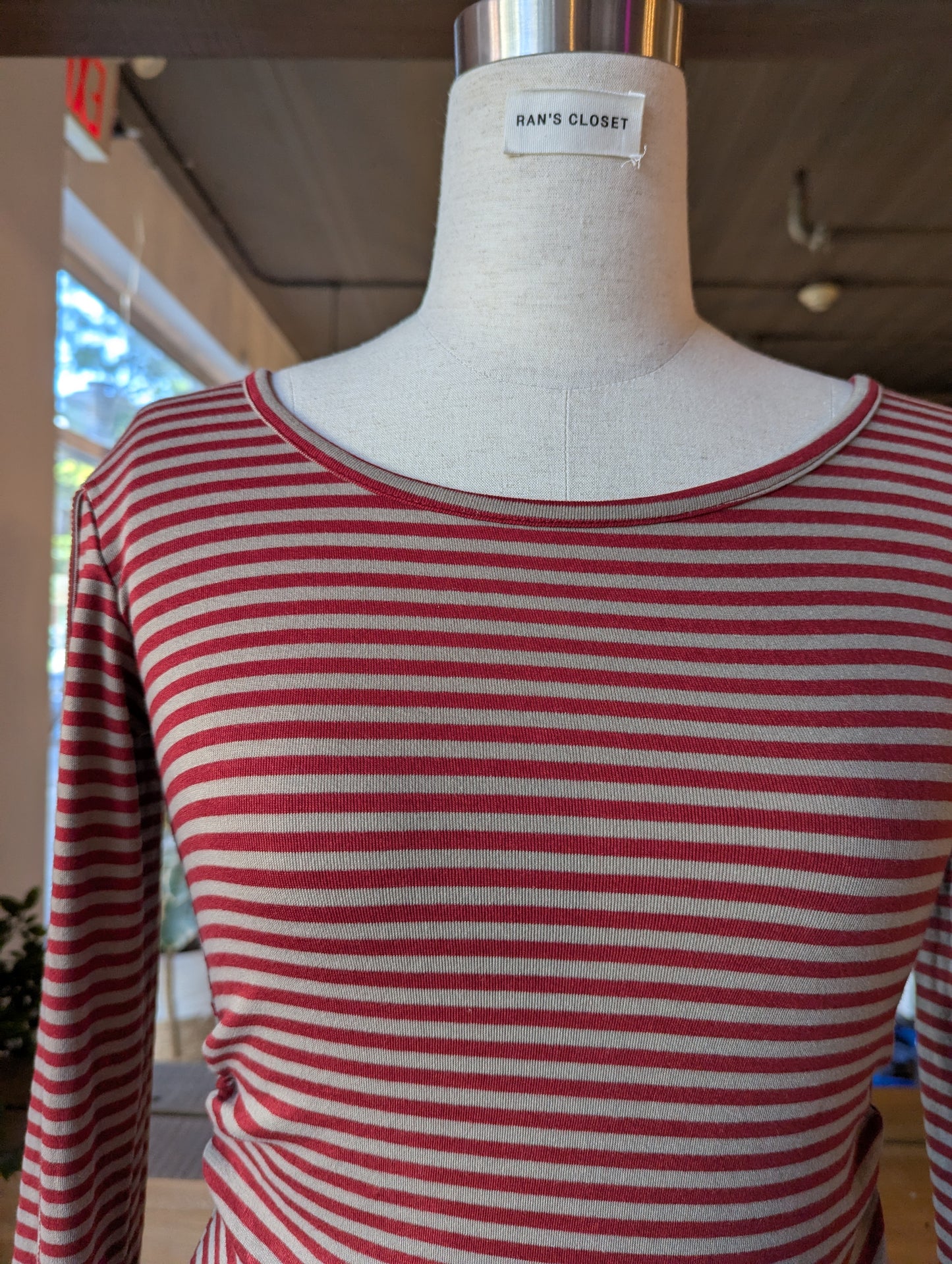 Striped long sleeve with string detail