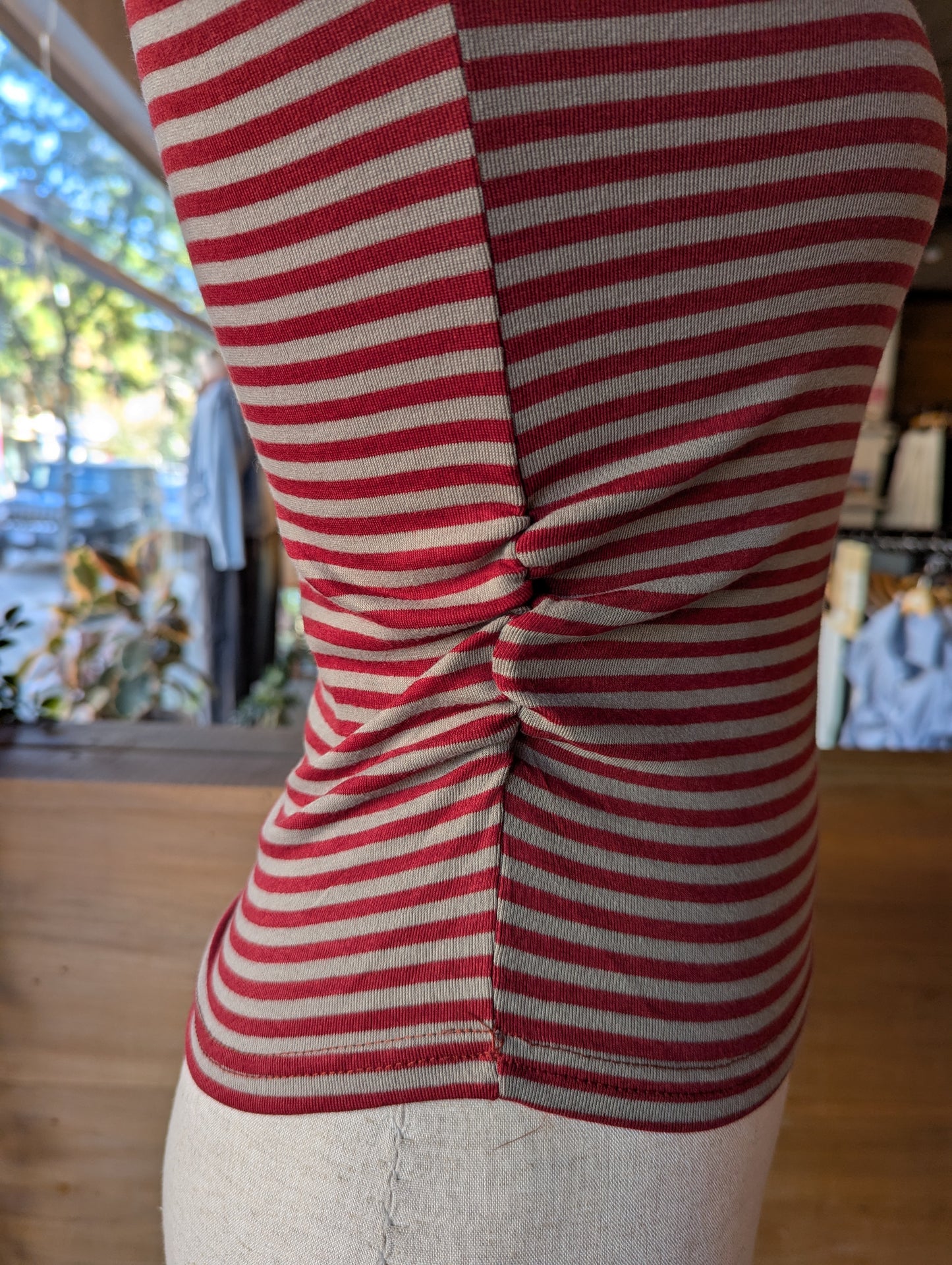Striped long sleeve with string detail