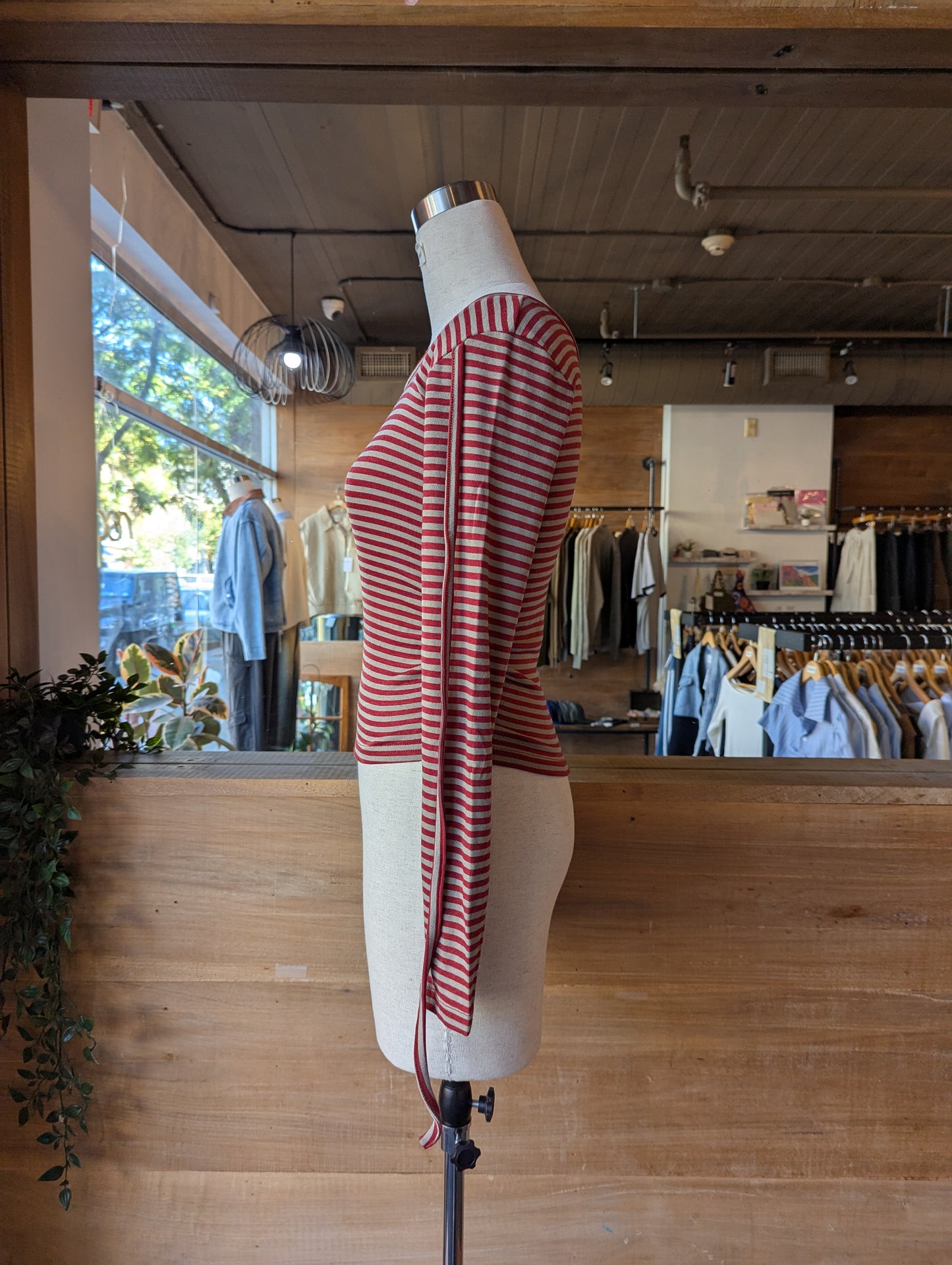 Striped long sleeve with string detail