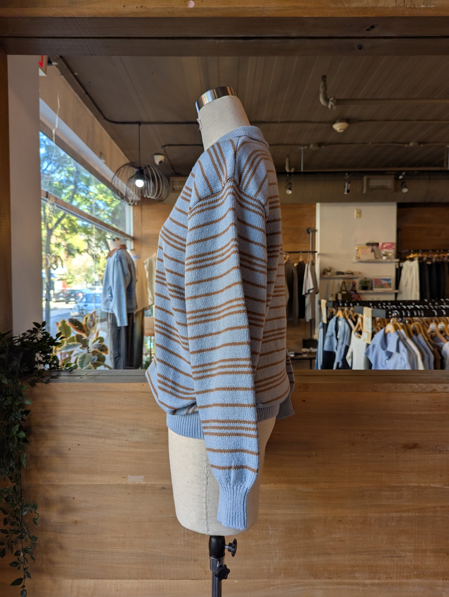 Striped Henley oversized sweater