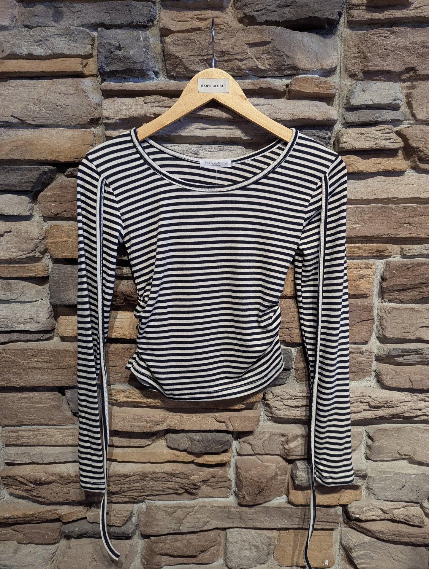 Striped long sleeve with string detail