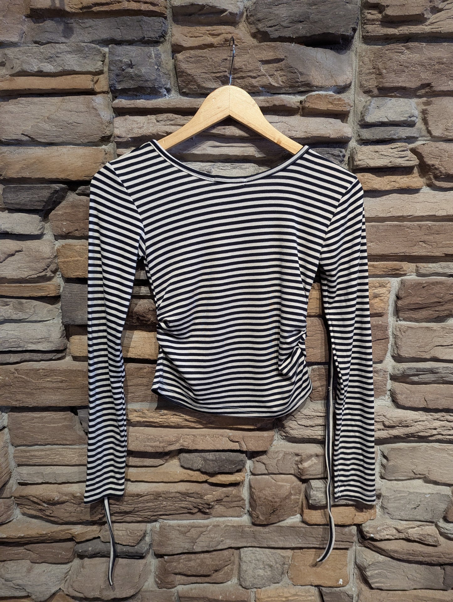 Striped long sleeve with string detail