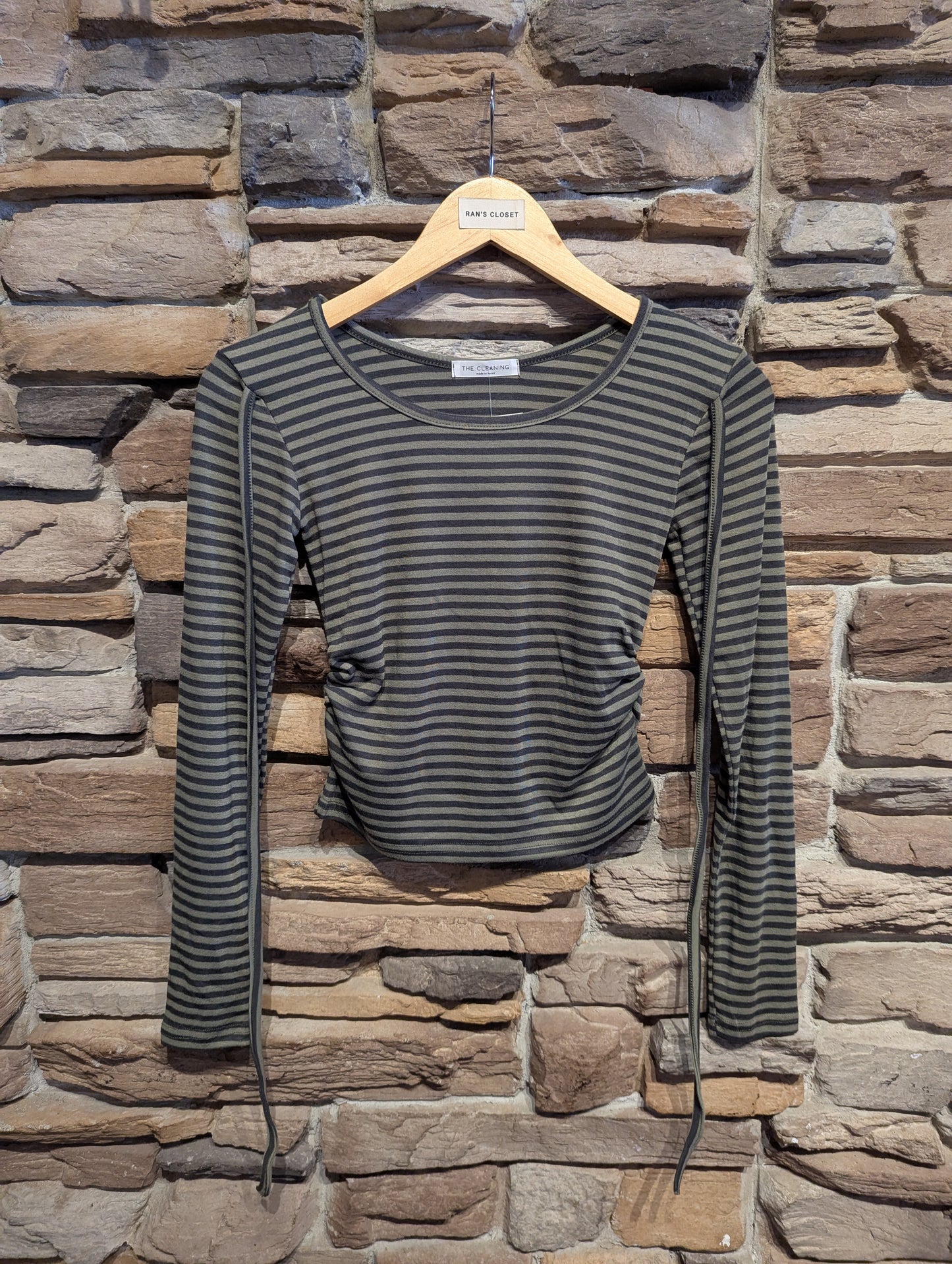 Striped long sleeve with string detail