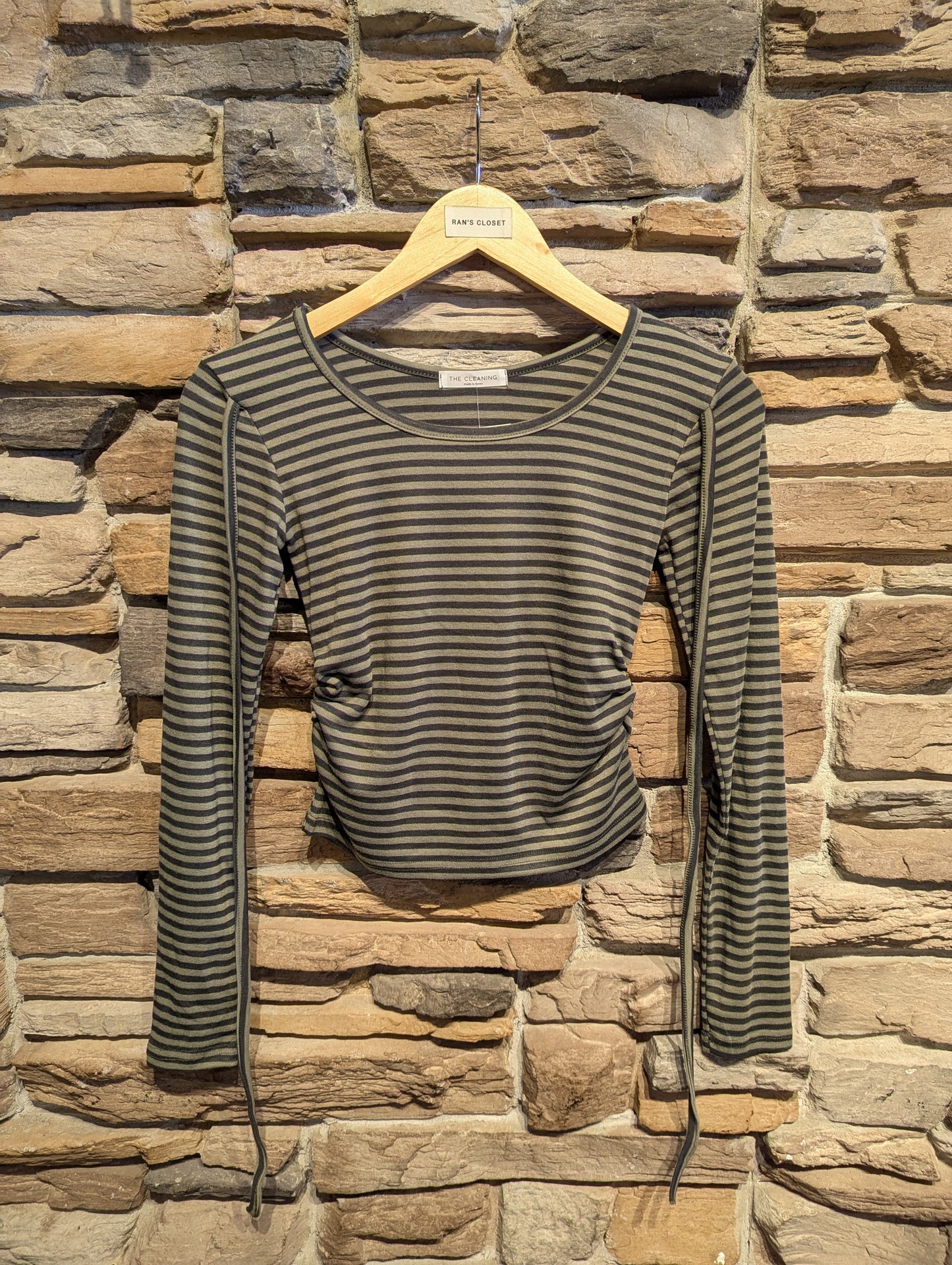 Striped long sleeve with string detail