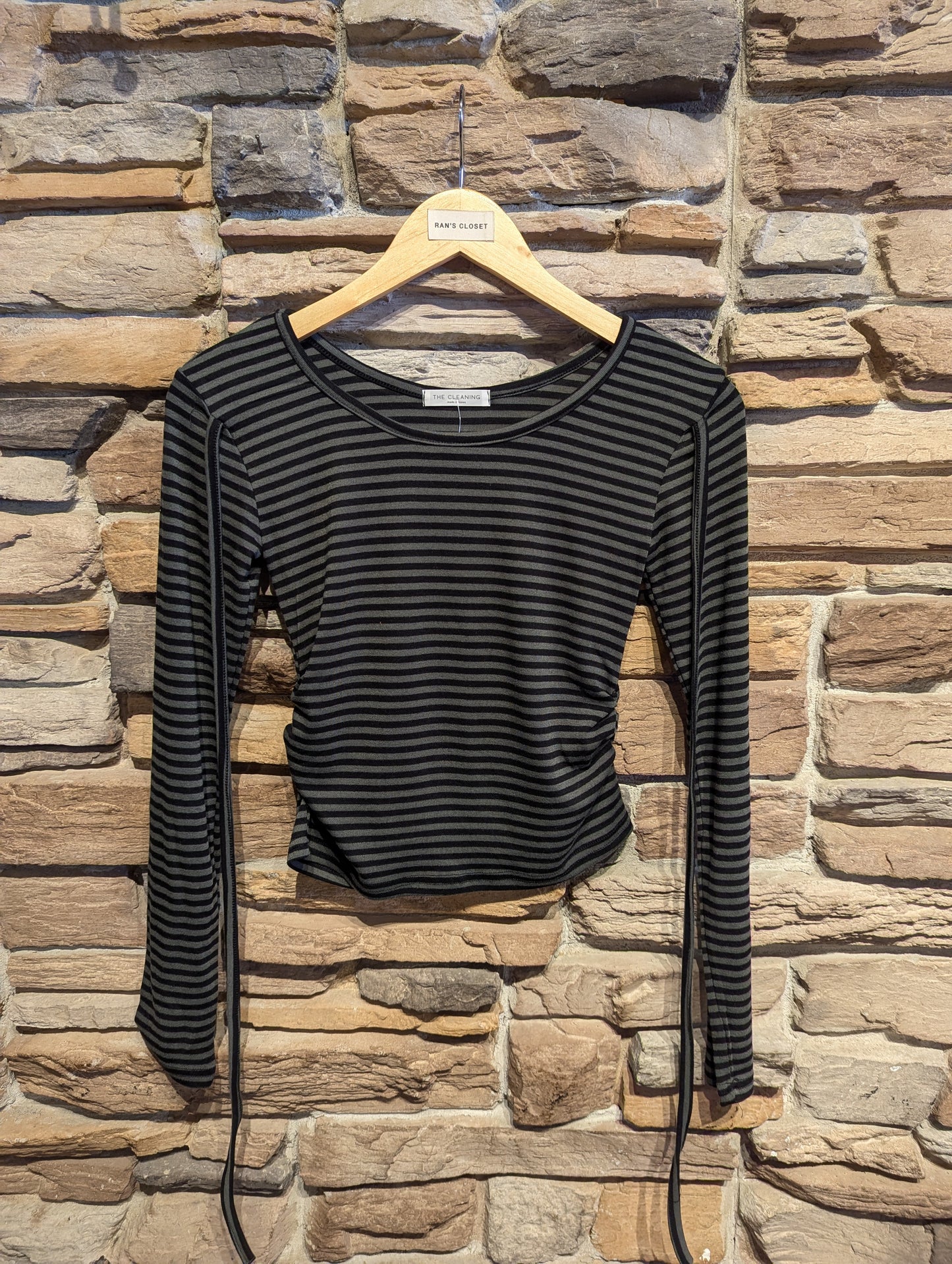 Striped long sleeve with string detail