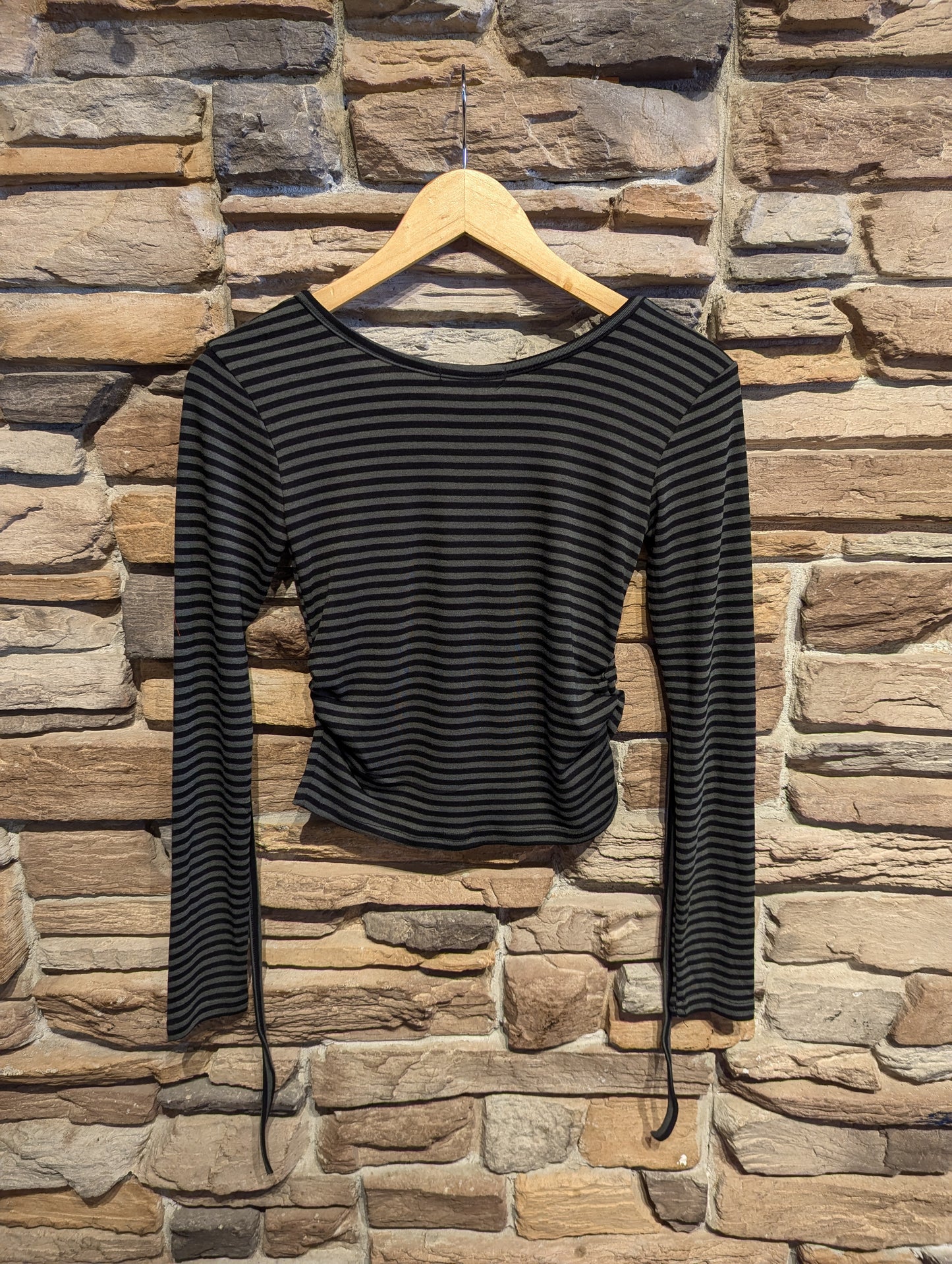 Striped long sleeve with string detail