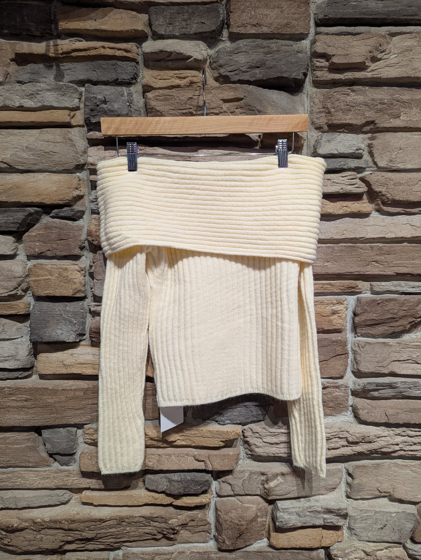 Off Shoulder Loop Detail Sweater