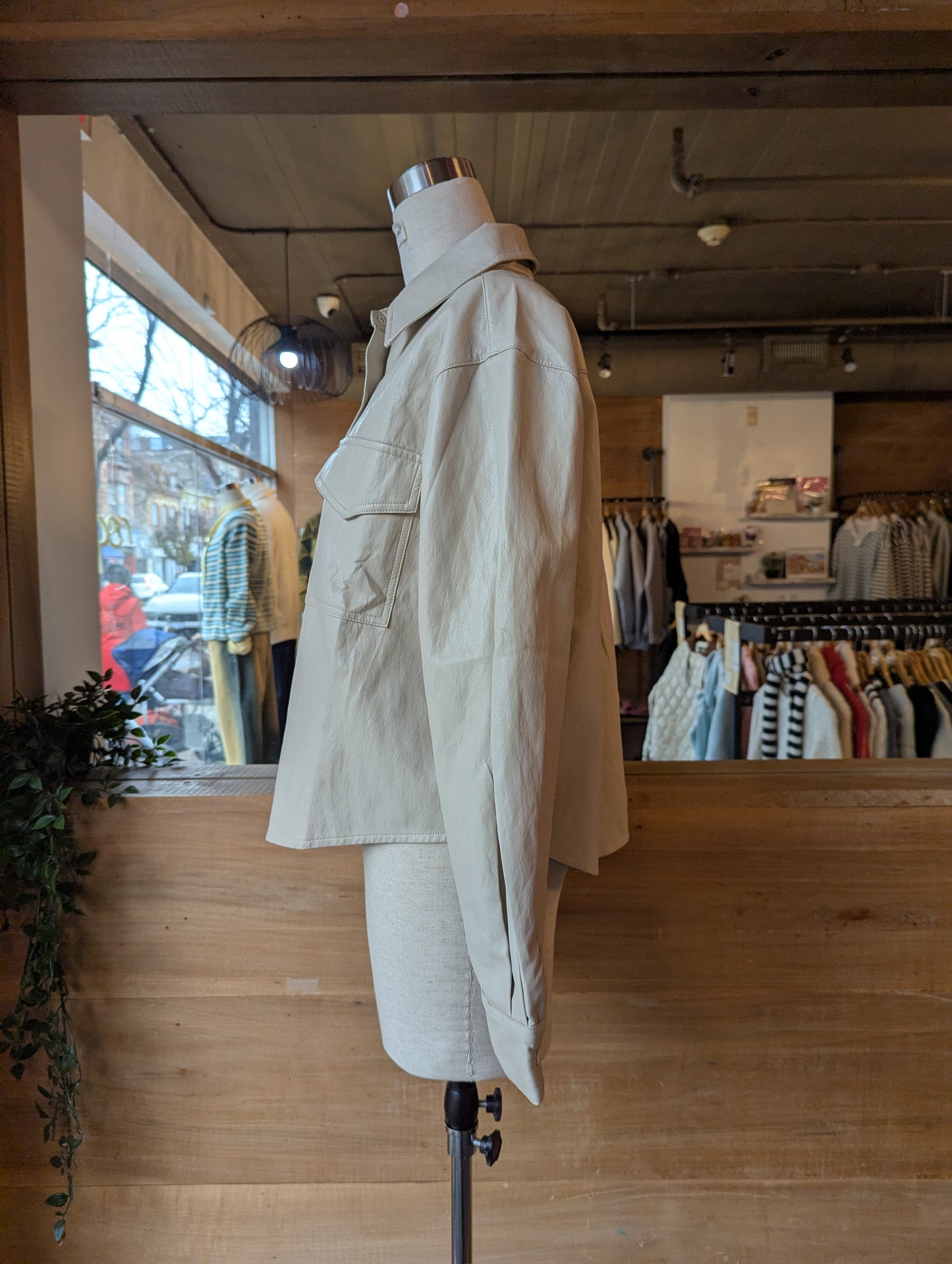 Vegan Leather Button Up